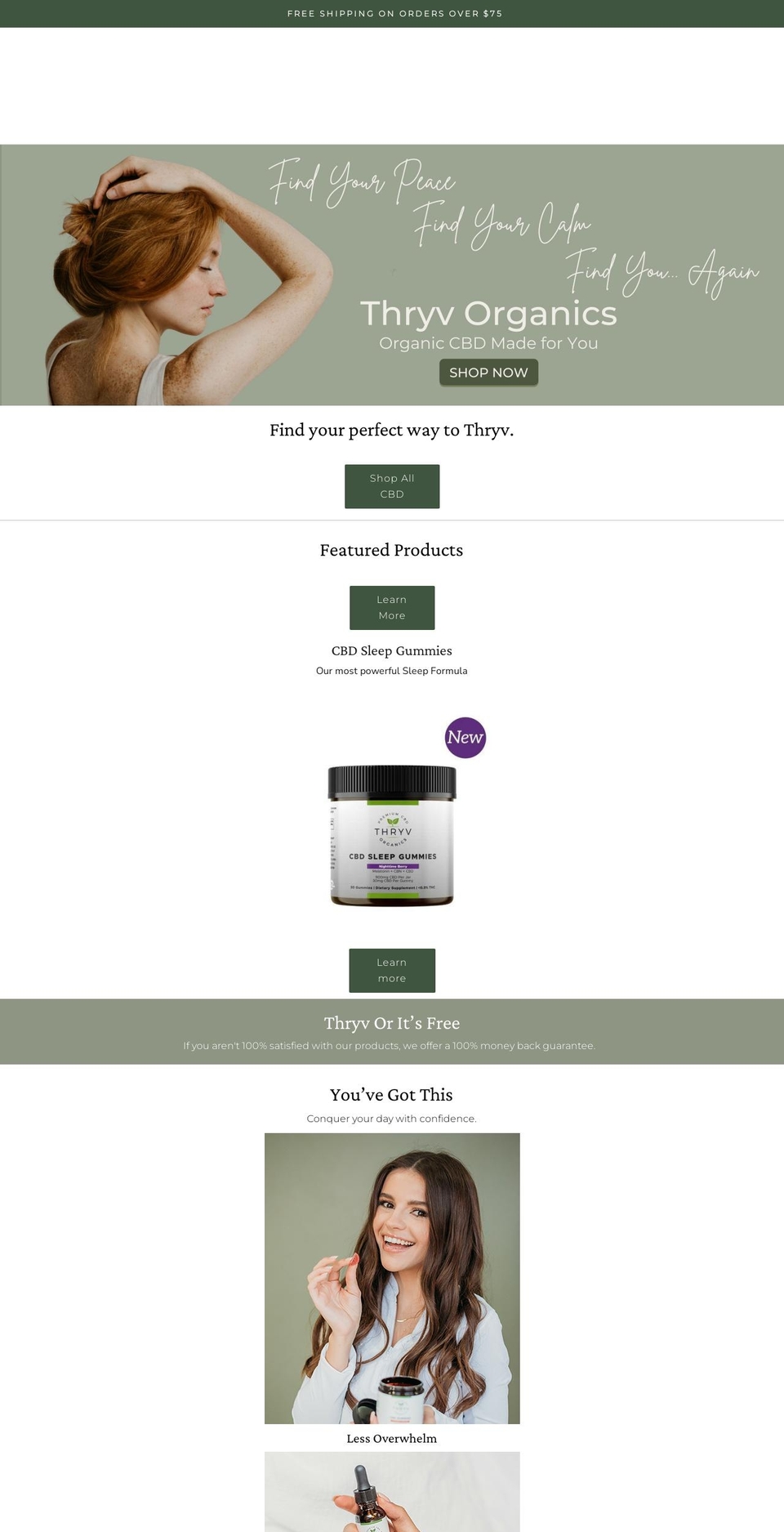 thryvorganics.com shopify website screenshot
