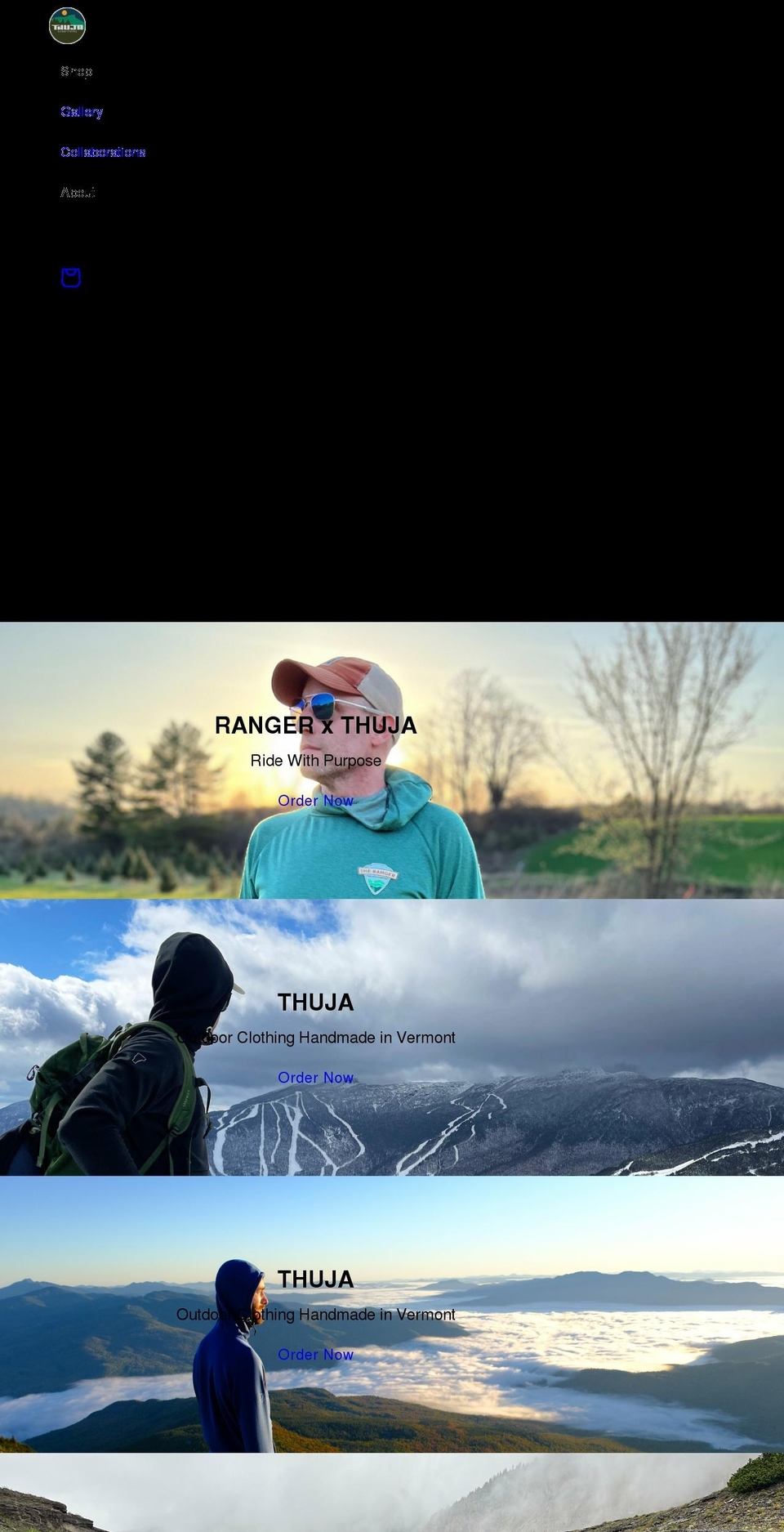 thujavt.com shopify website screenshot