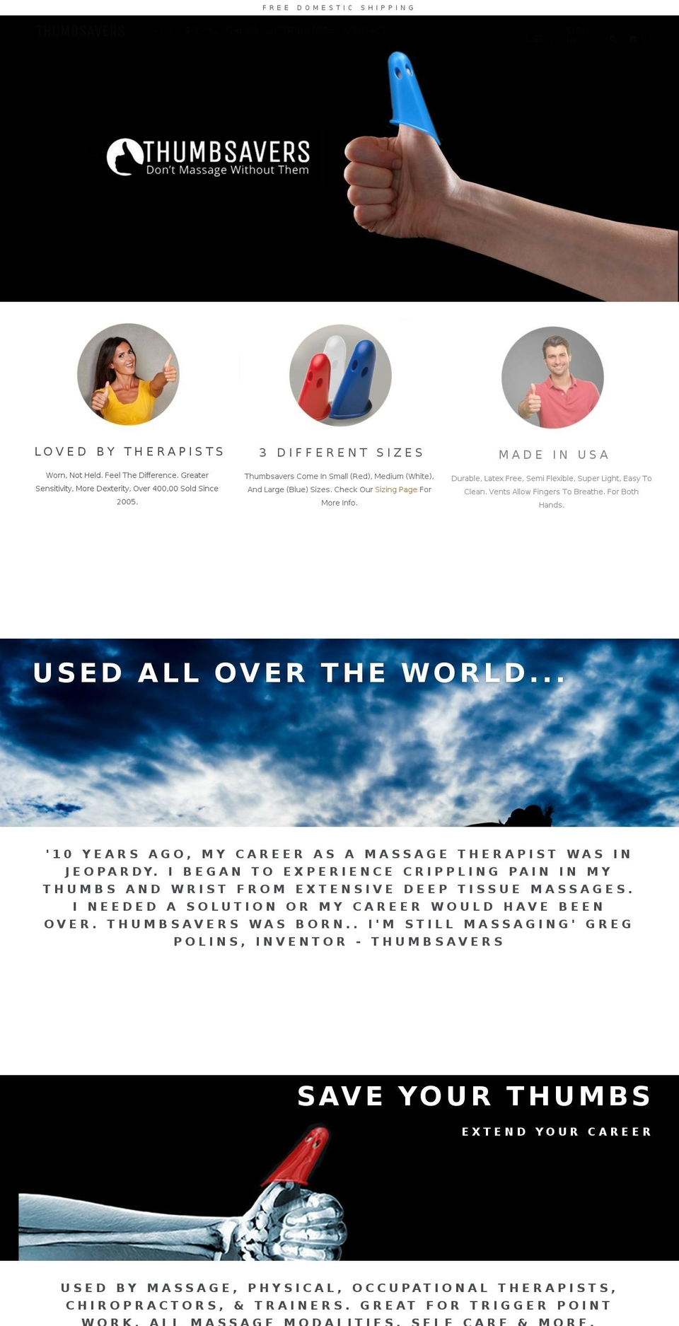 thumbsavers.com shopify website screenshot