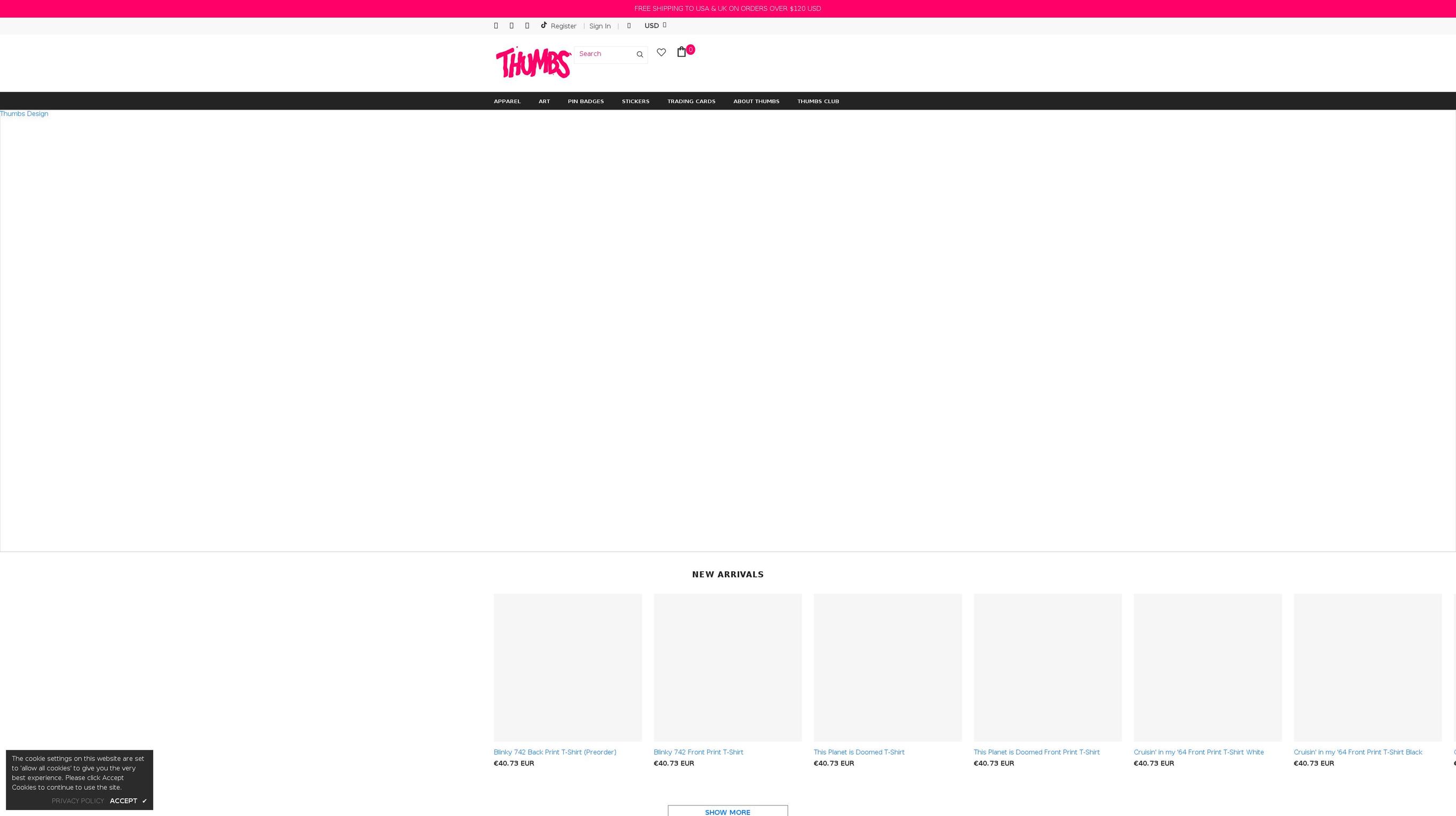 thumbsdesign.co.uk shopify website screenshot