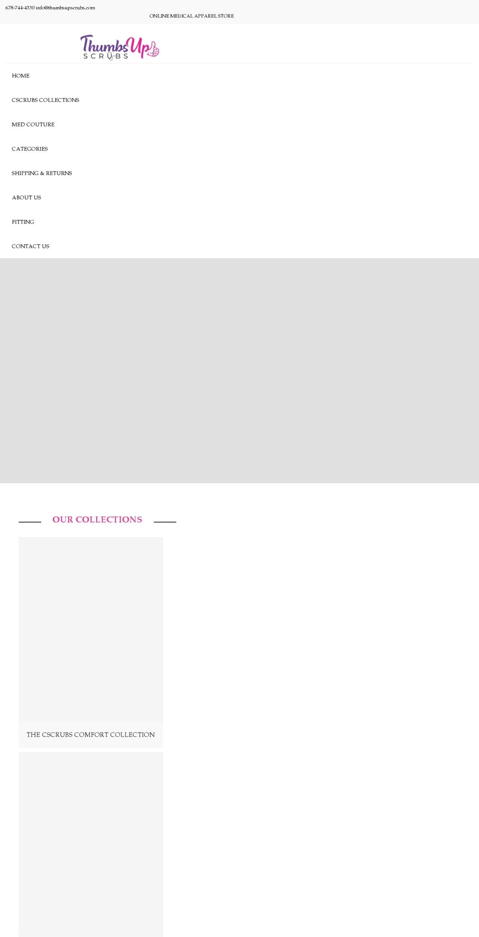 thumbsupscrubs.com shopify website screenshot