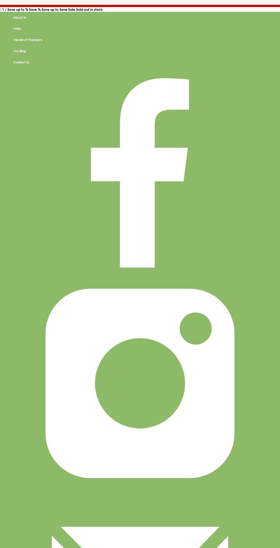 thumperspetsupplies.com shopify website screenshot