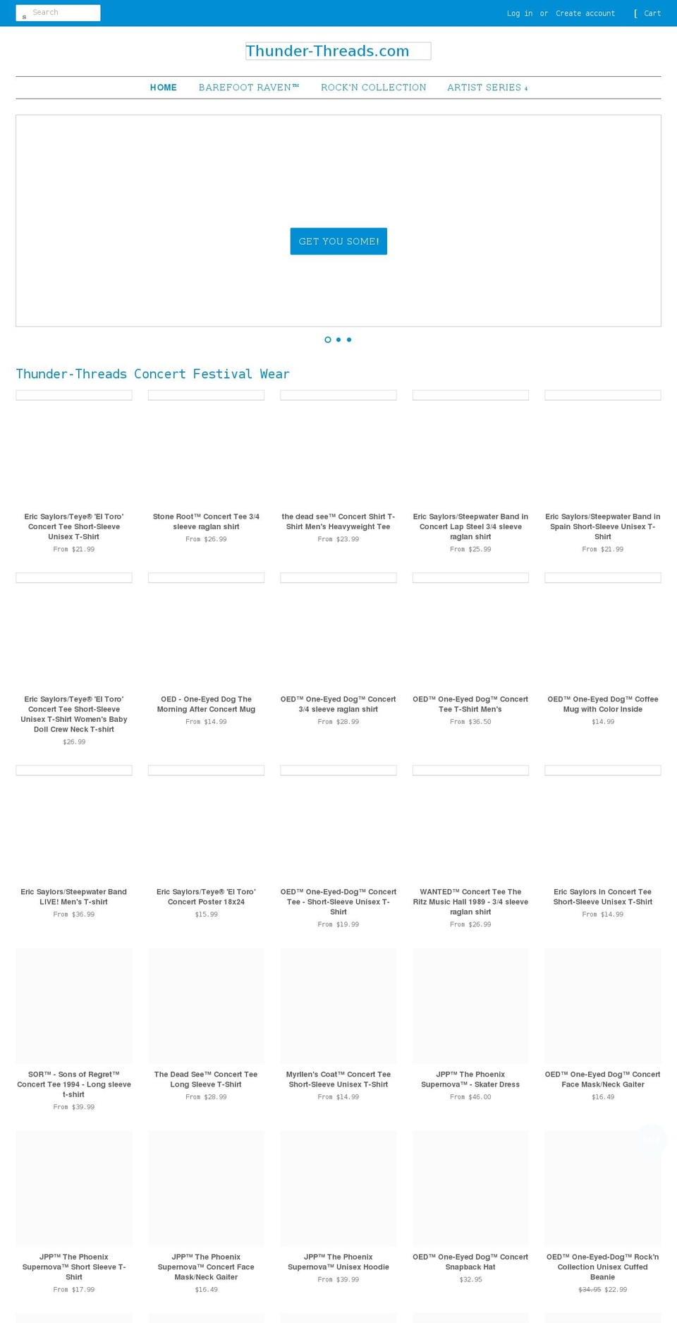 thunder-threads.com shopify website screenshot