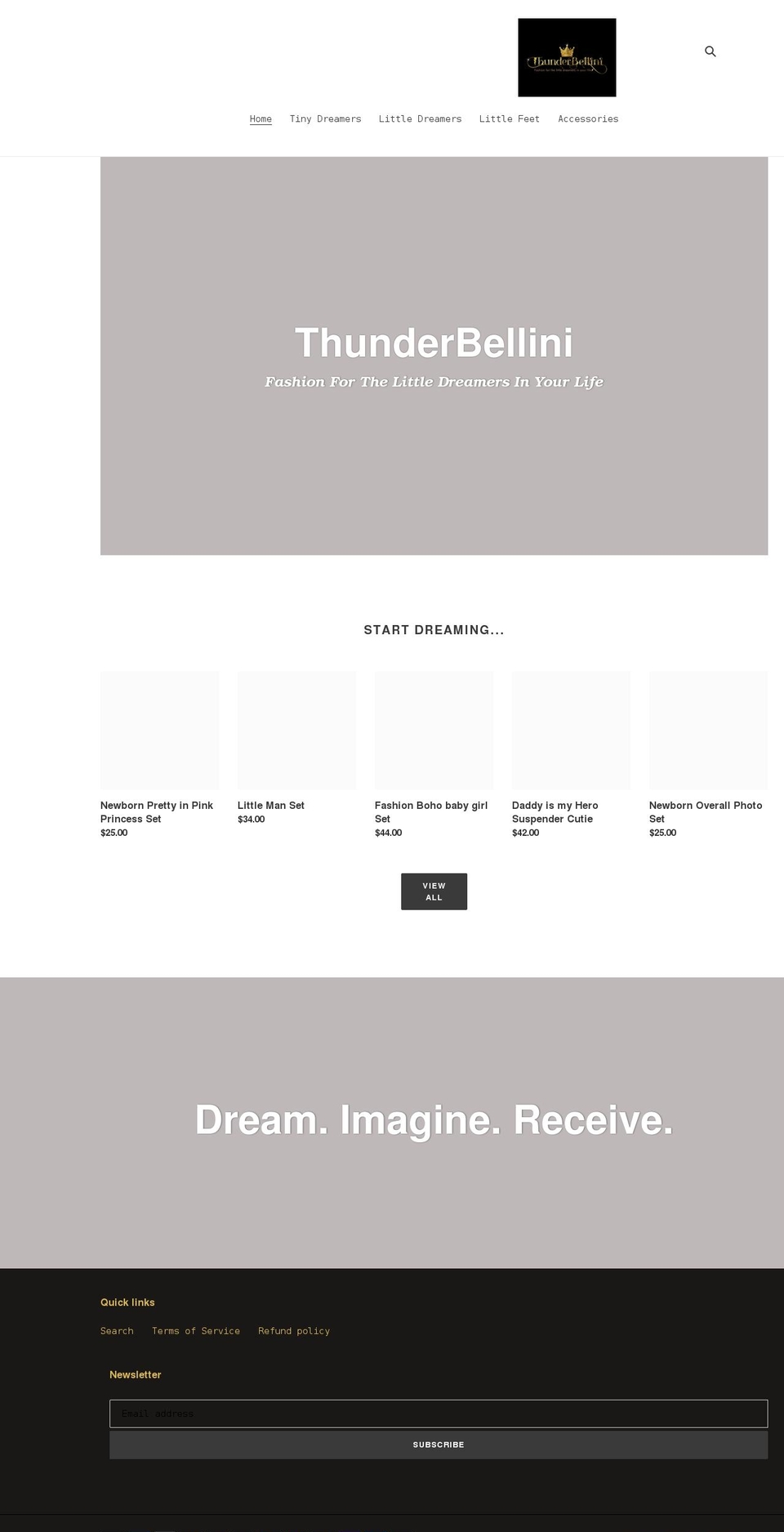 thunderbellini.com shopify website screenshot