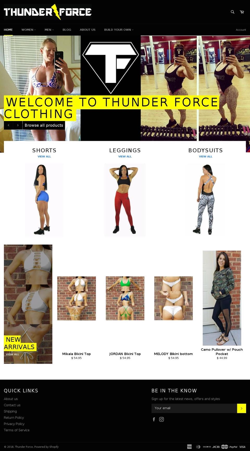 thunderforceclothing.com shopify website screenshot