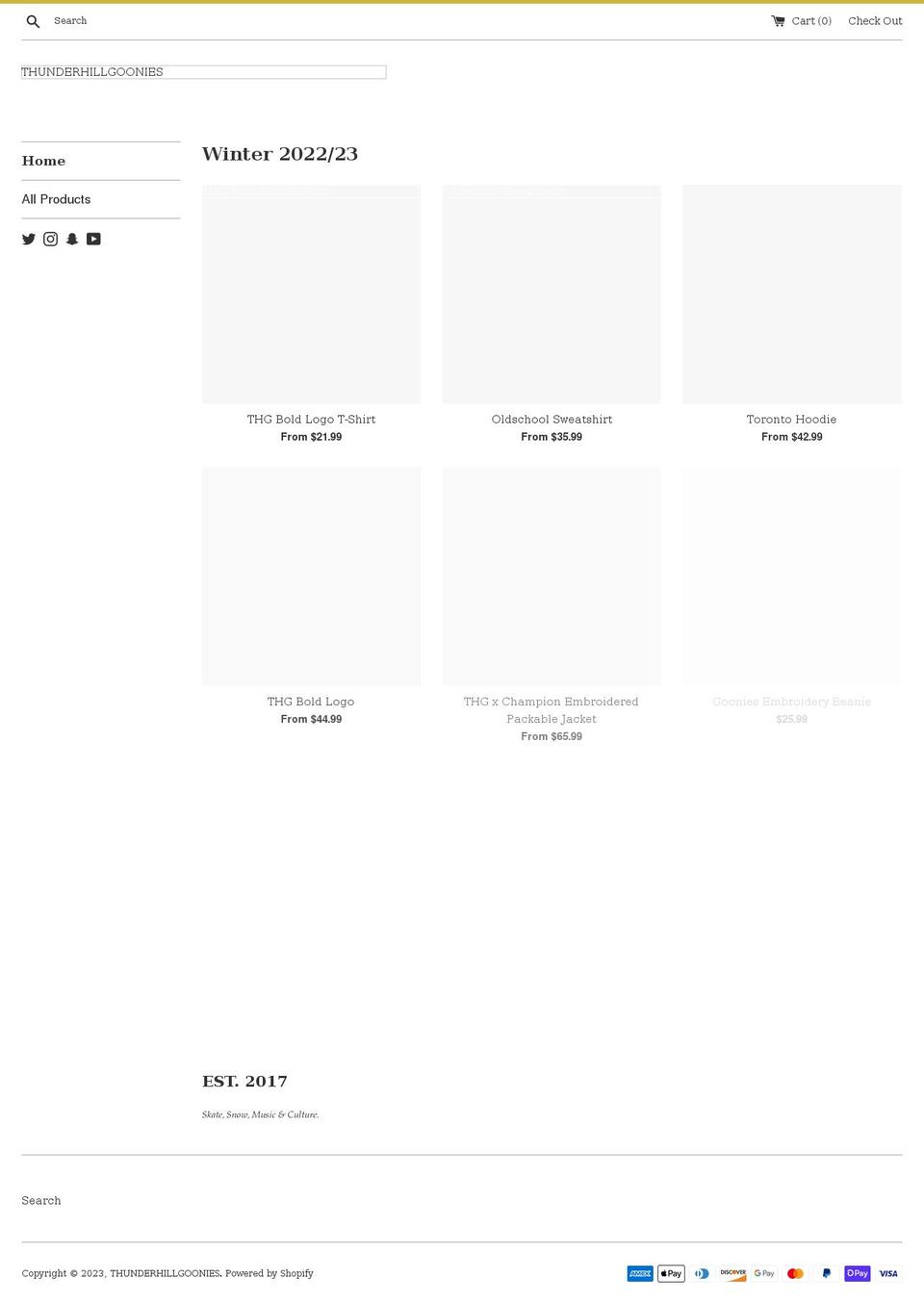 thunderhillgoonies.com shopify website screenshot