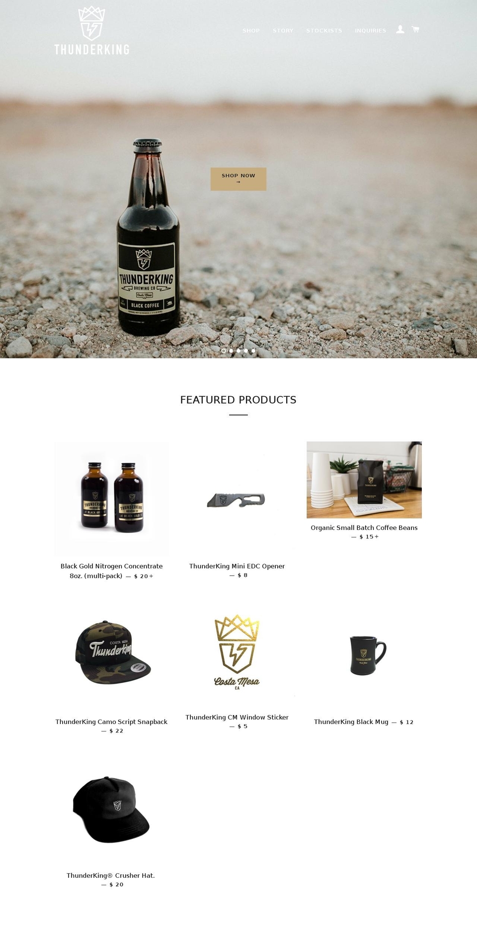 thunderkingcoffeebar.com — Shopify storefront screenshot