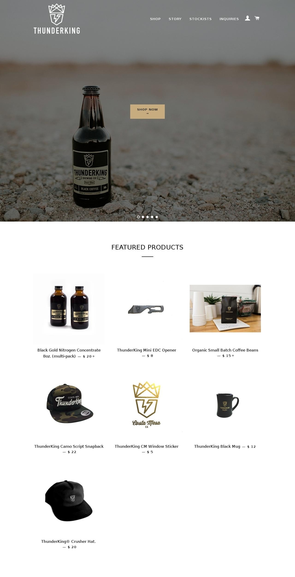 thunderkingcoldbrewcoffee.com shopify website screenshot