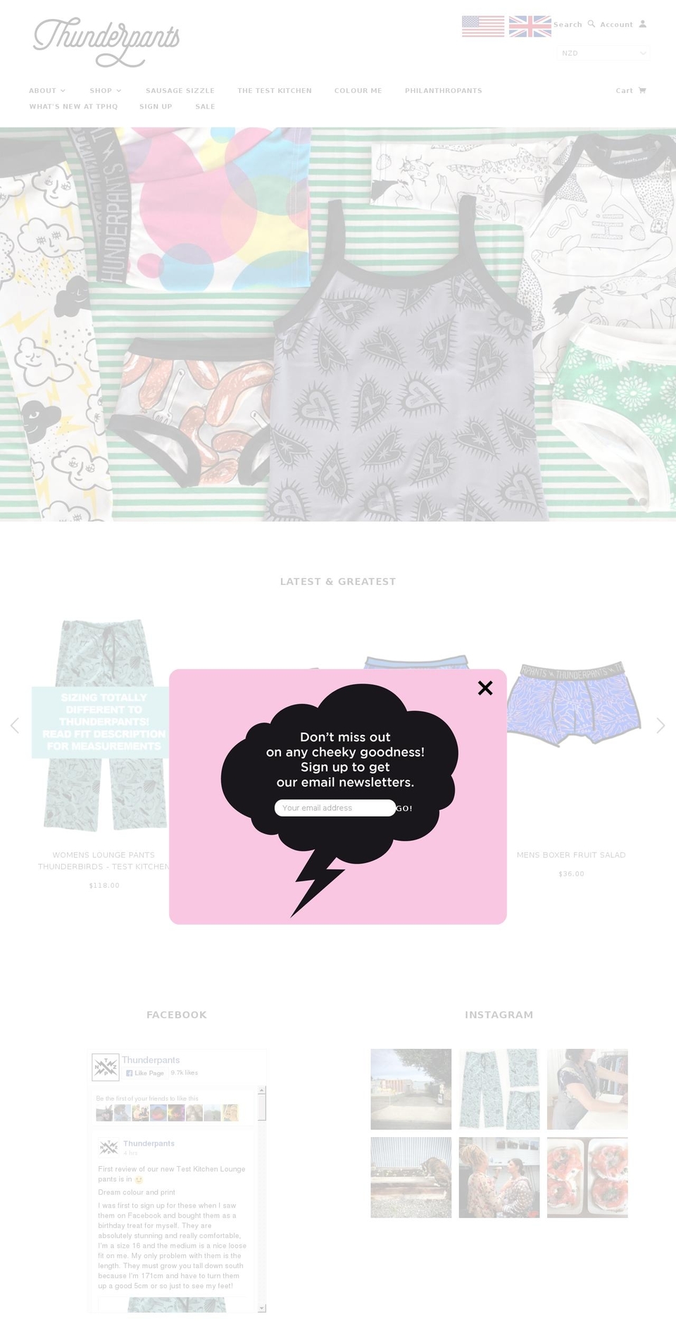 Modular Shopify theme site example thunderpants.co.nz