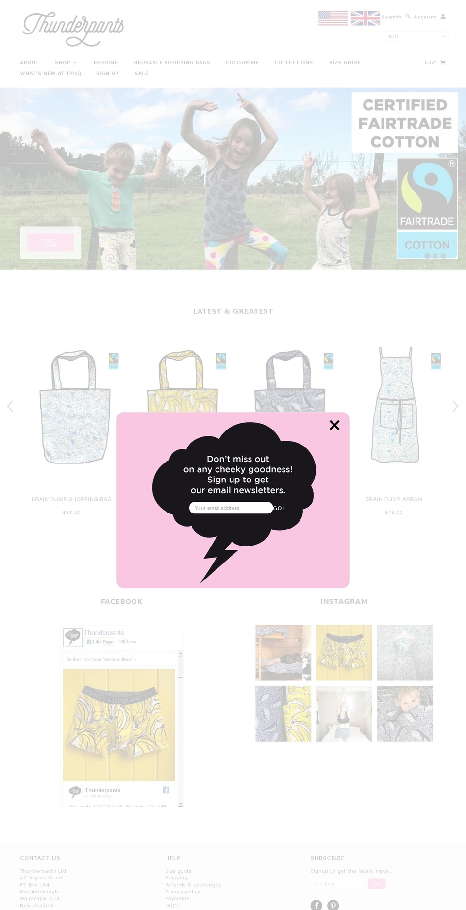 thunderpants.com — Shopify storefront screenshot
