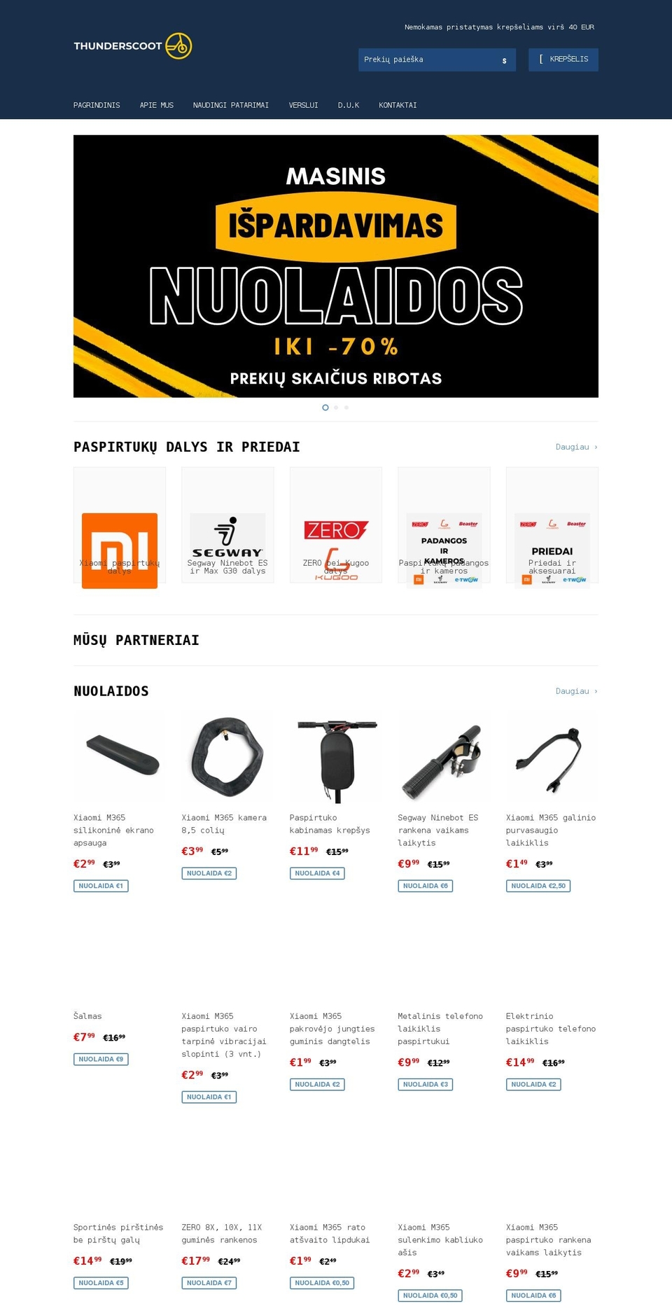 thunderscoot.lt shopify website screenshot