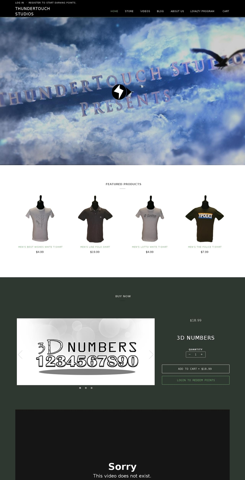 thundertouchstudios.com shopify website screenshot
