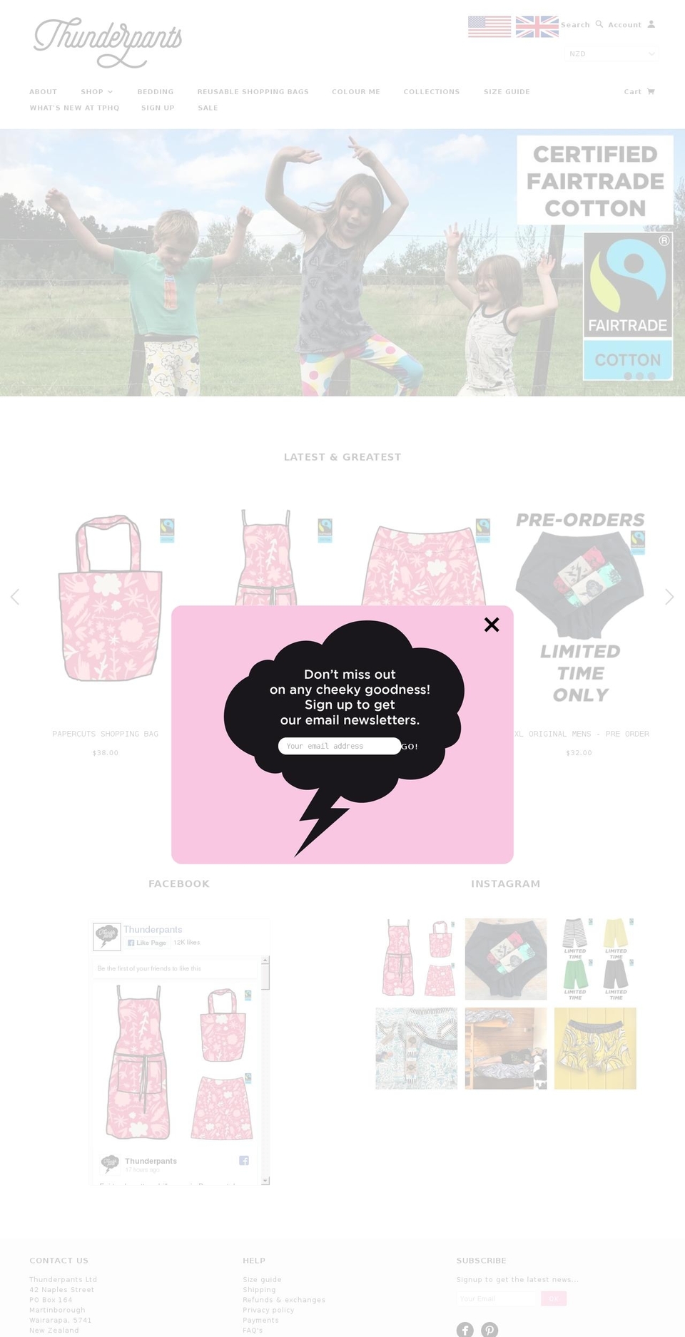 thundies.com — Shopify storefront screenshot
