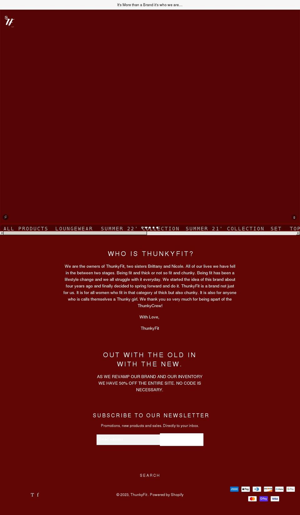 thunkyfit.com shopify website screenshot