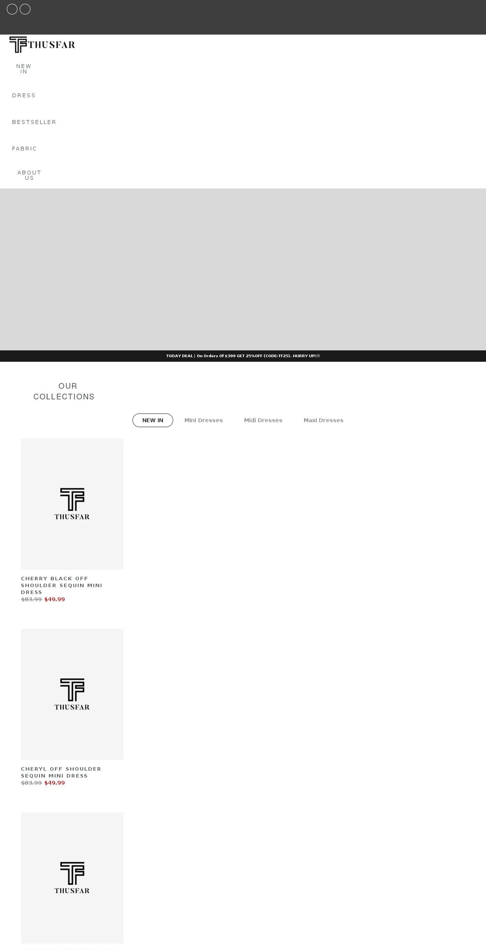 thusfar.com shopify website screenshot