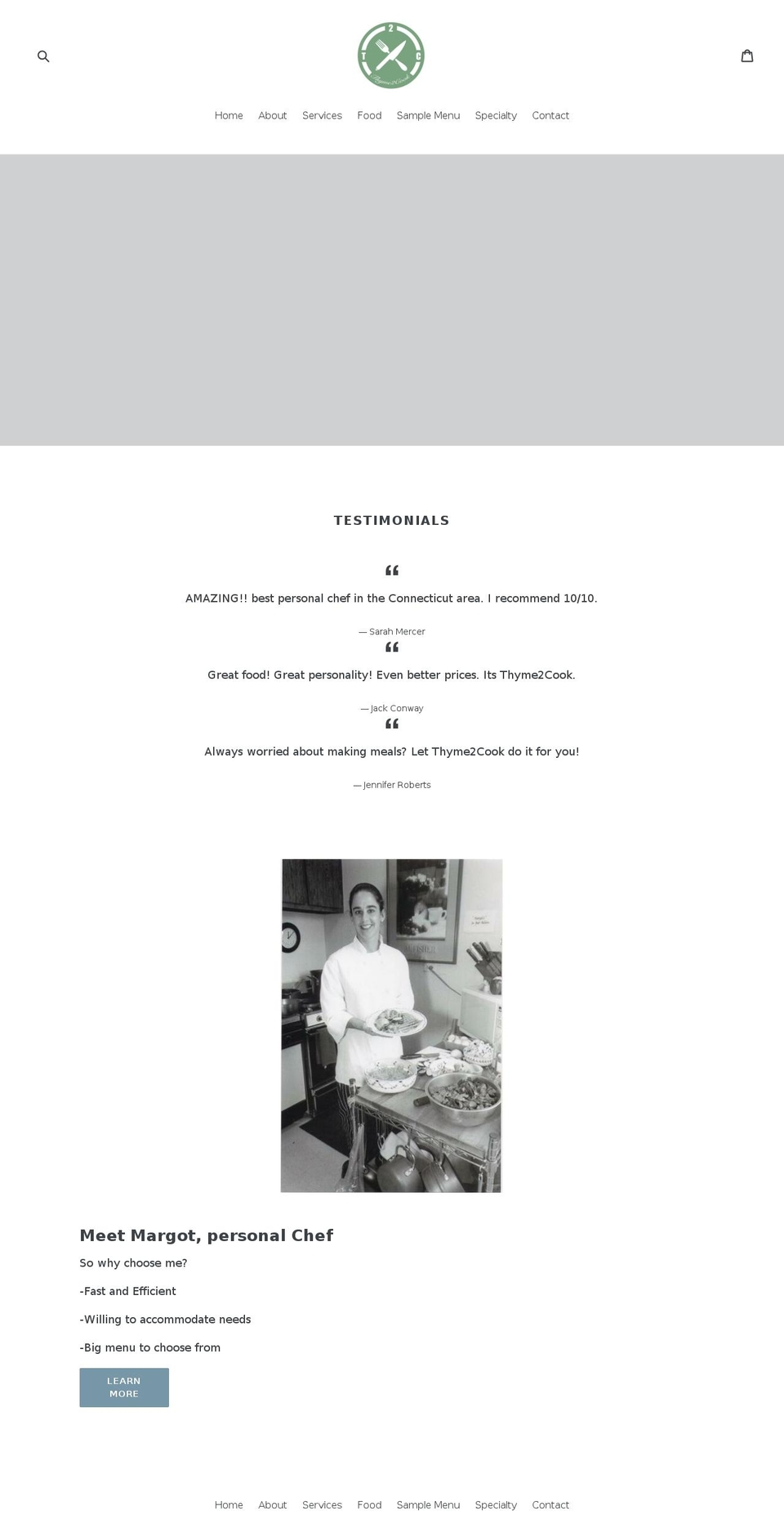 thyme2cook.net shopify website screenshot