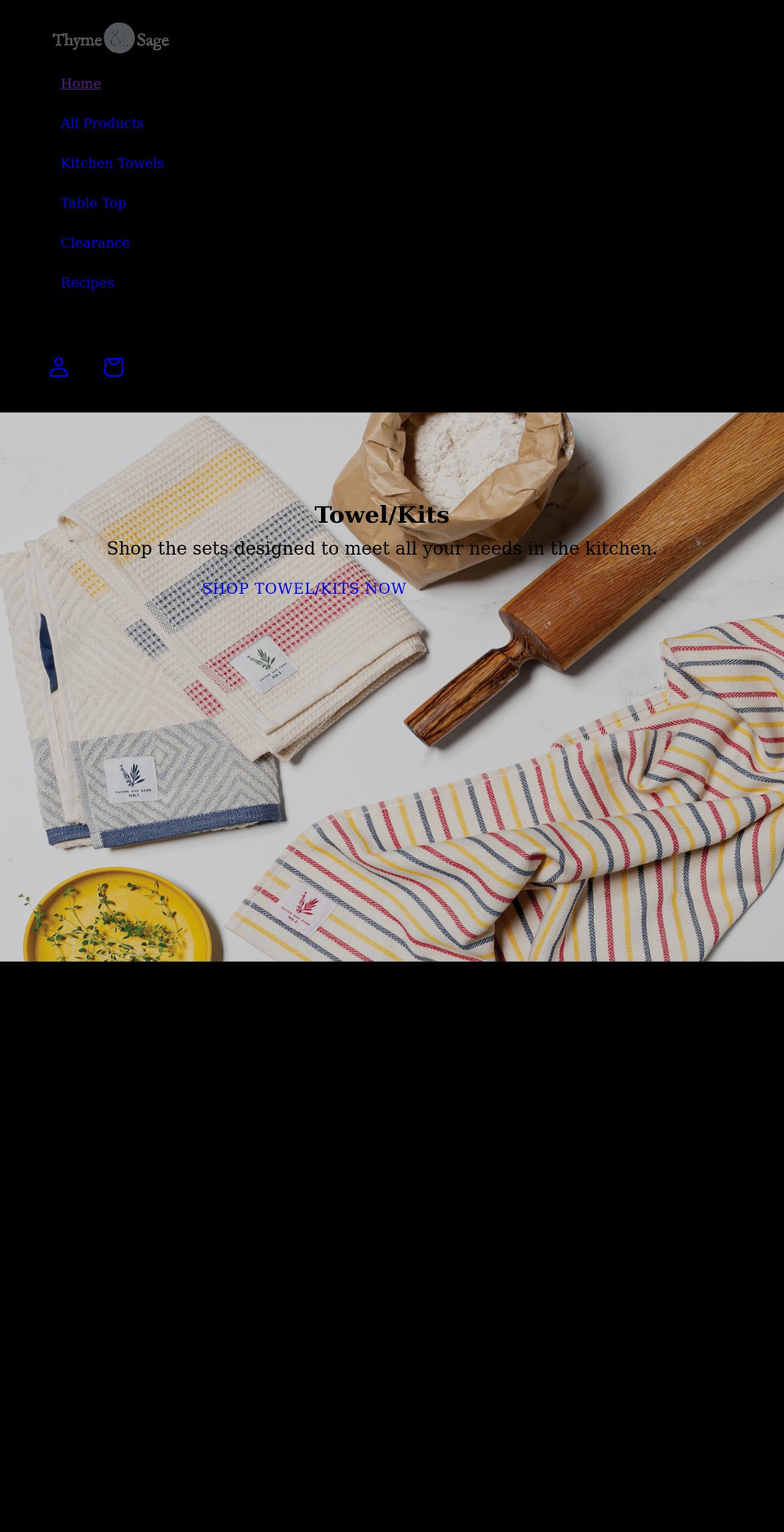 thymeandsage.com shopify website screenshot