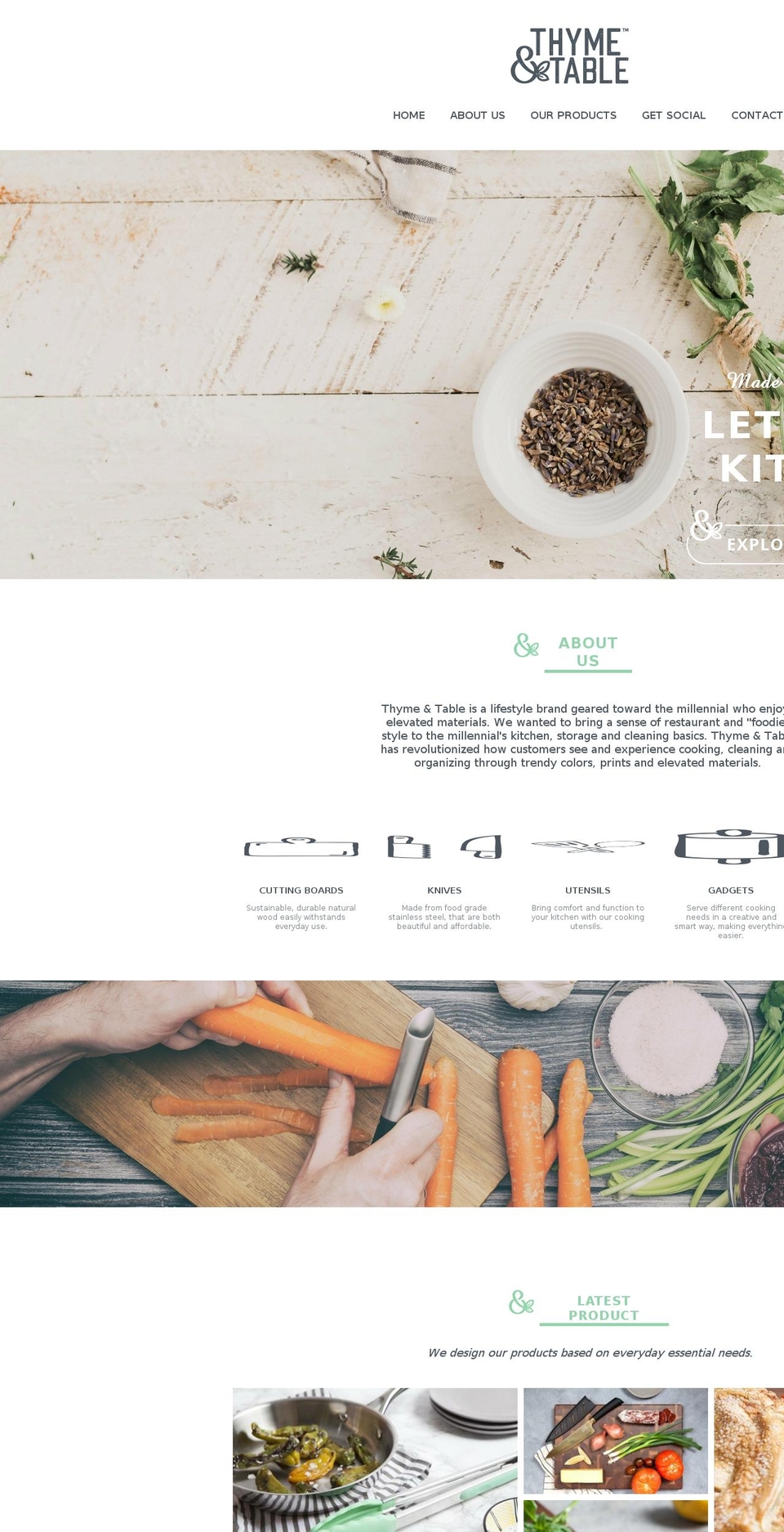 thymeandtablekitchen.com — Shopify storefront screenshot
