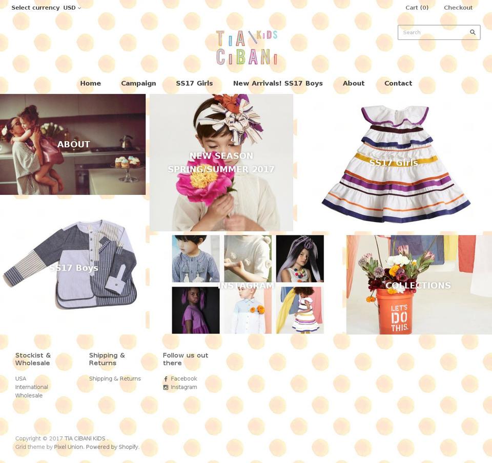 tiacibanikids.com shopify website screenshot