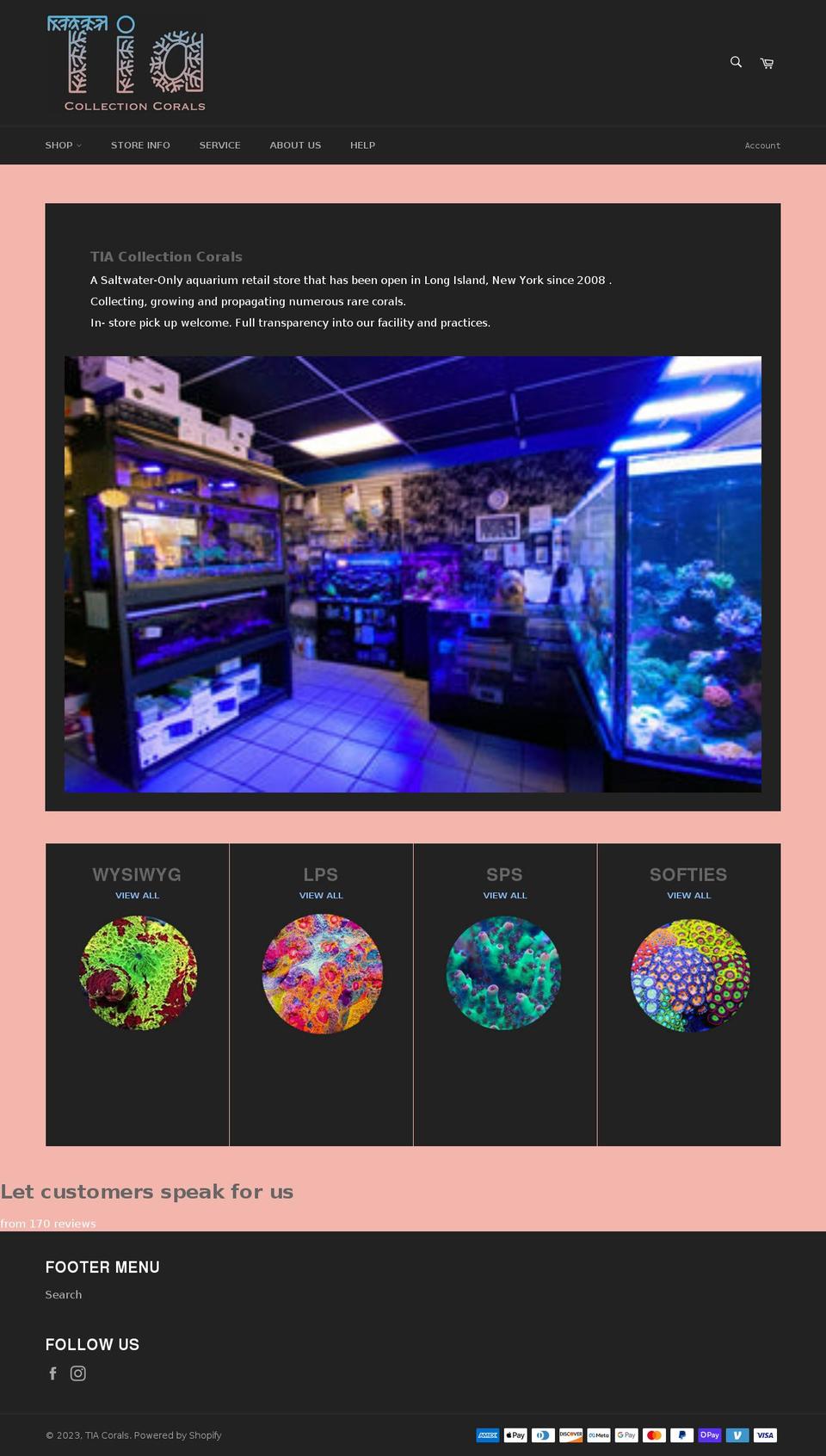 tiacoral.com shopify website screenshot
