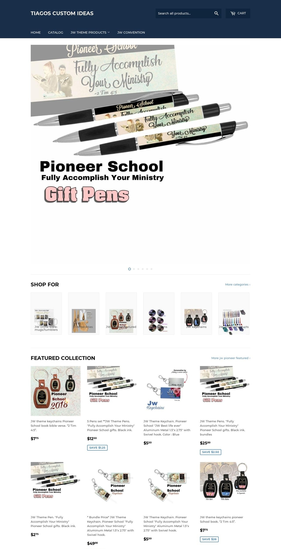 tiagoscustomideas.org shopify website screenshot
