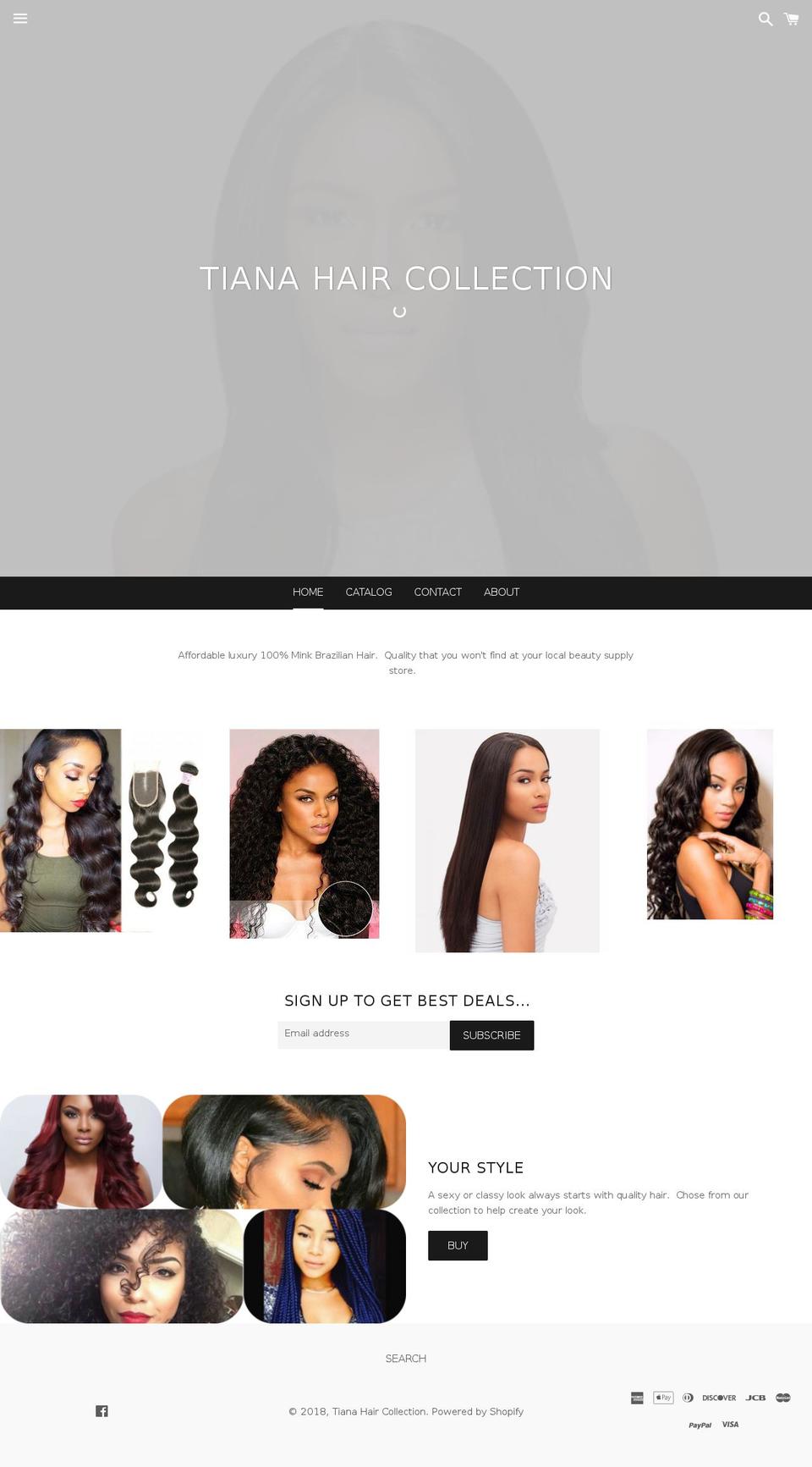 tianahaircollection.com — Shopify storefront screenshot