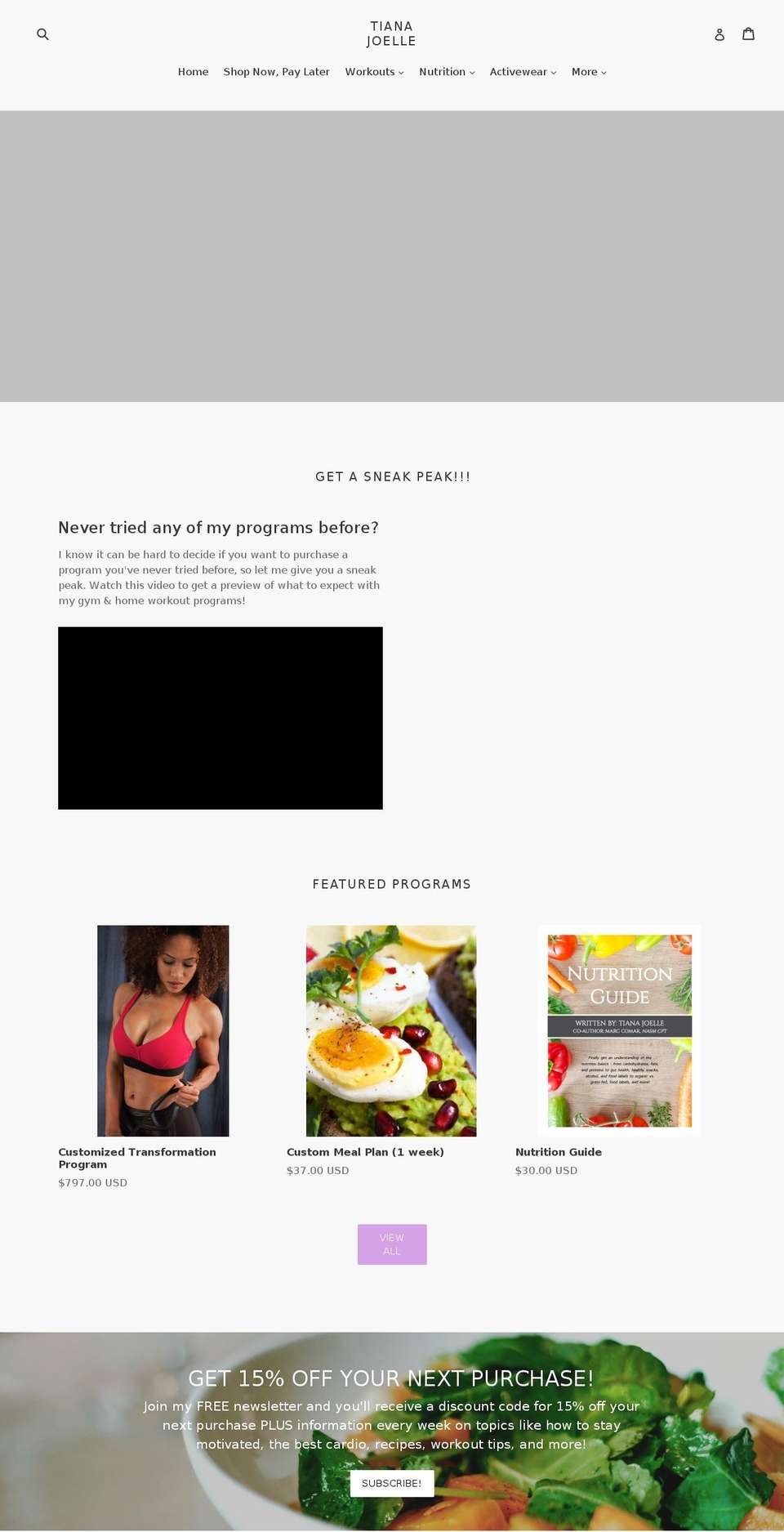 tianajoelle.com shopify website screenshot