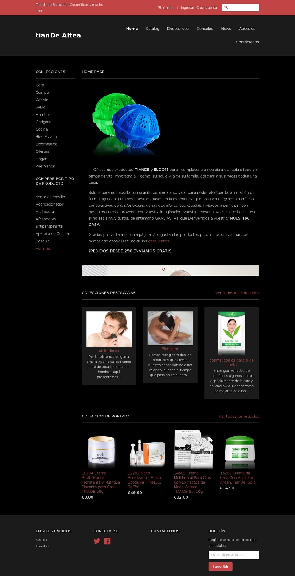 tiande.tienda shopify website screenshot