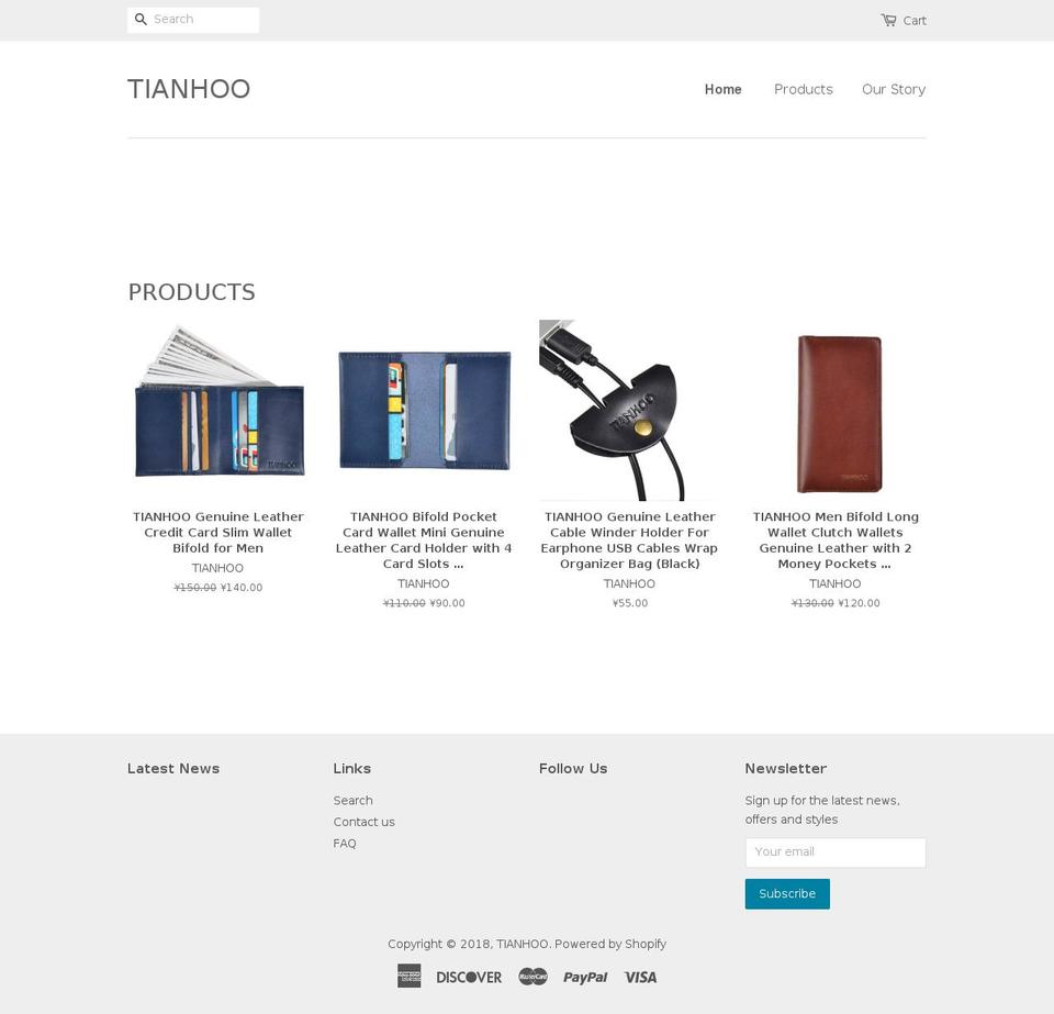 tianhoo.online shopify website screenshot