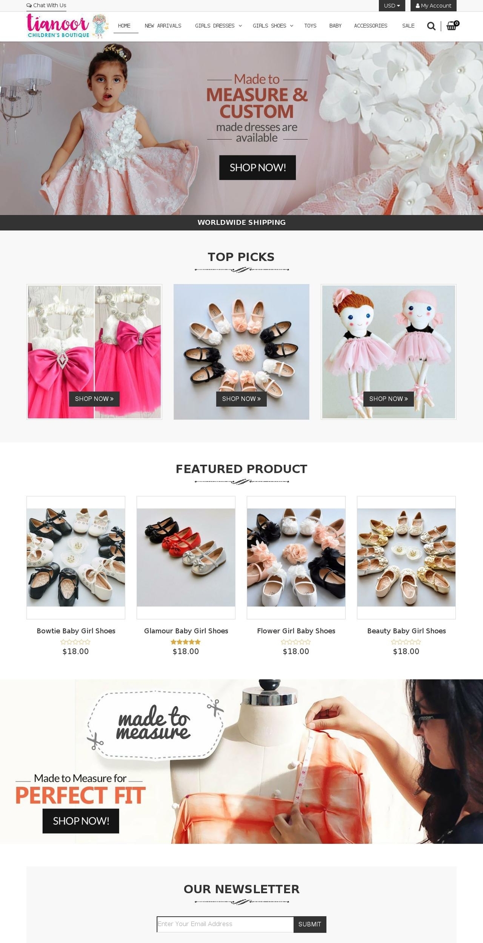 tianoor.com shopify website screenshot