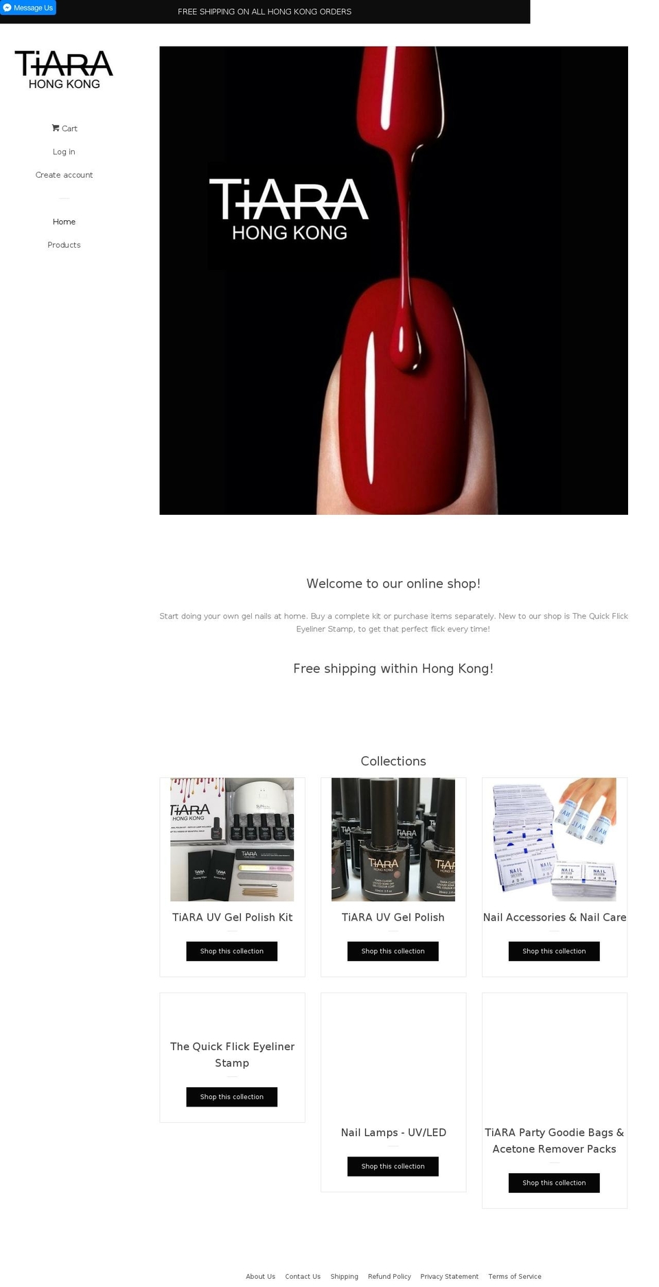 tiaracosmetics.com shopify website screenshot