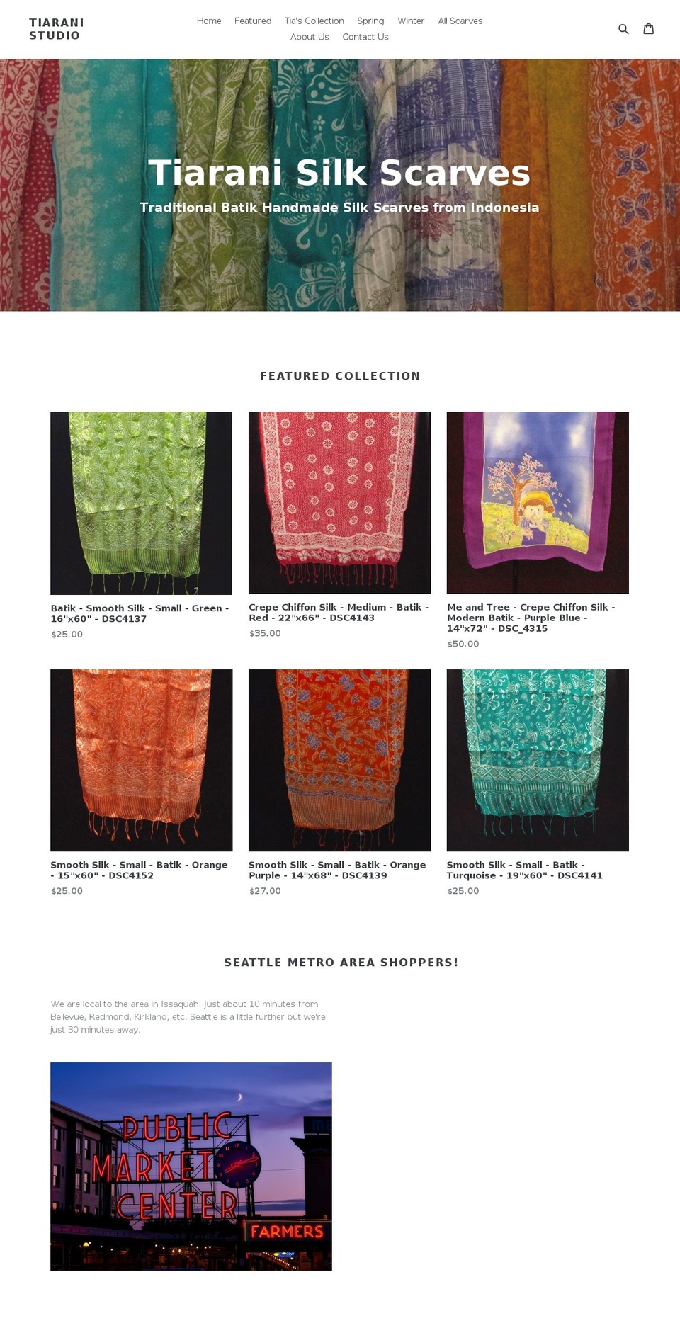 tiaranistudio.com shopify website screenshot