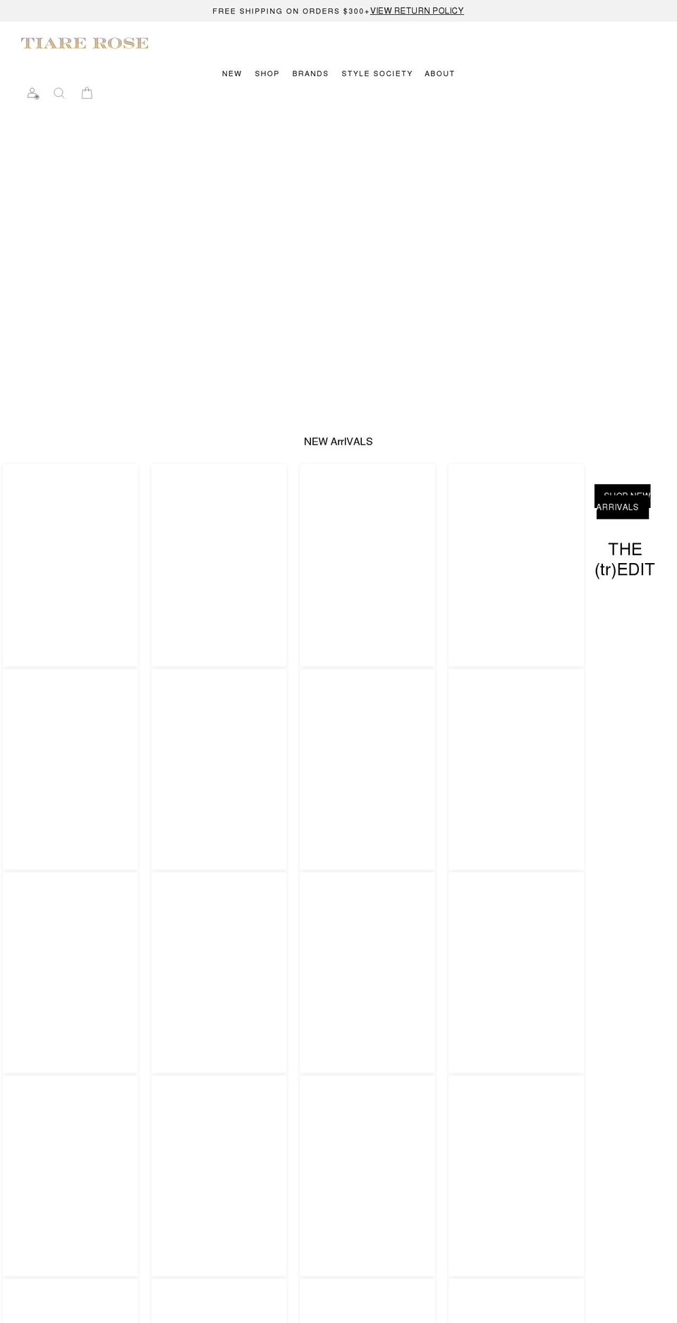 tiarerose.com shopify website screenshot