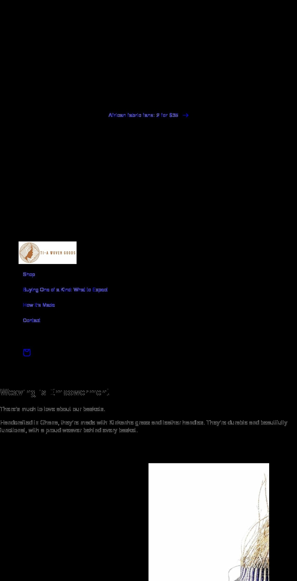 tiawovengoods.com shopify website screenshot