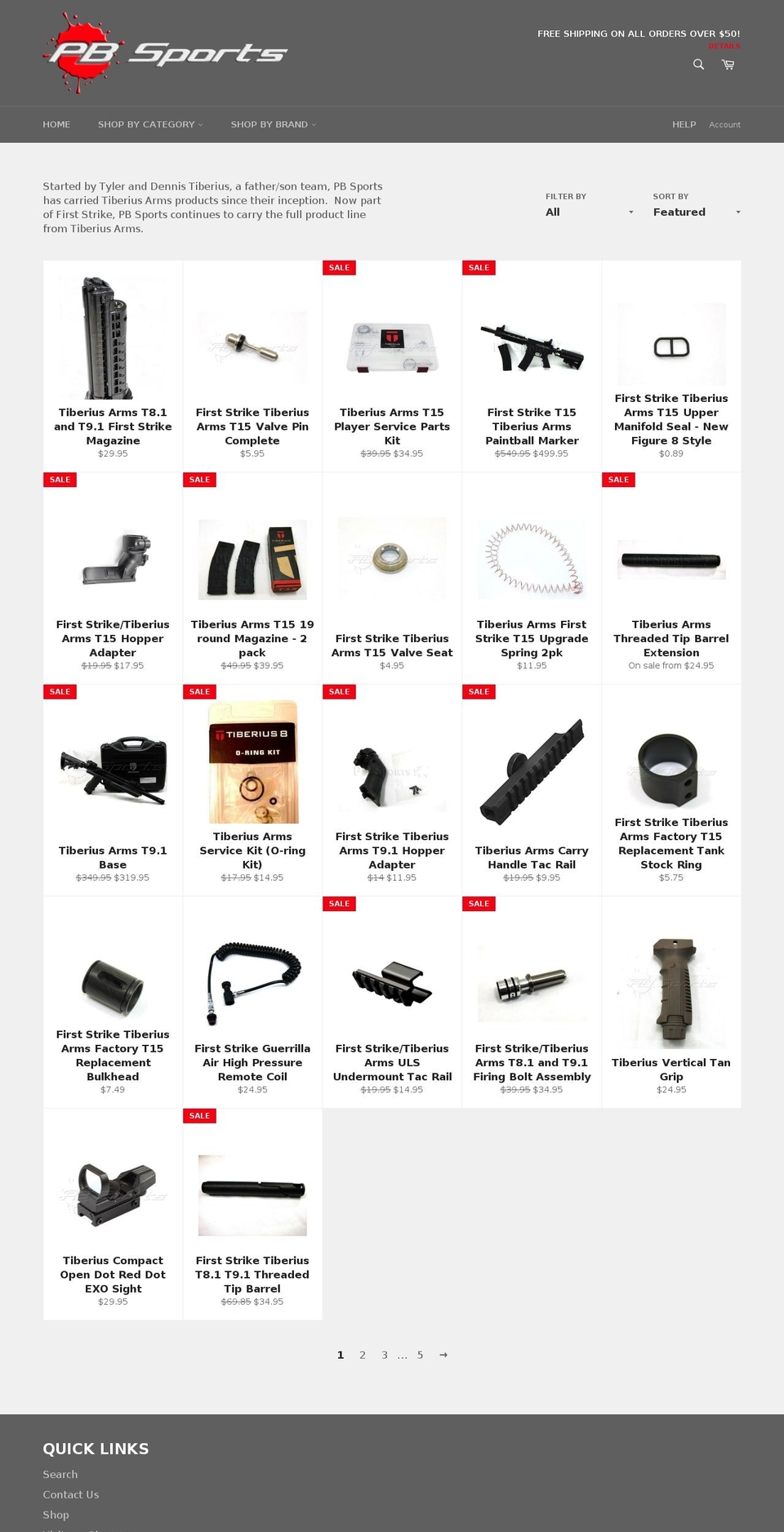 tiberius-parts.com — Shopify storefront screenshot