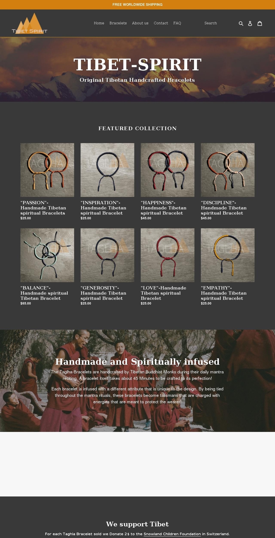 tibet-spirit.com shopify website screenshot