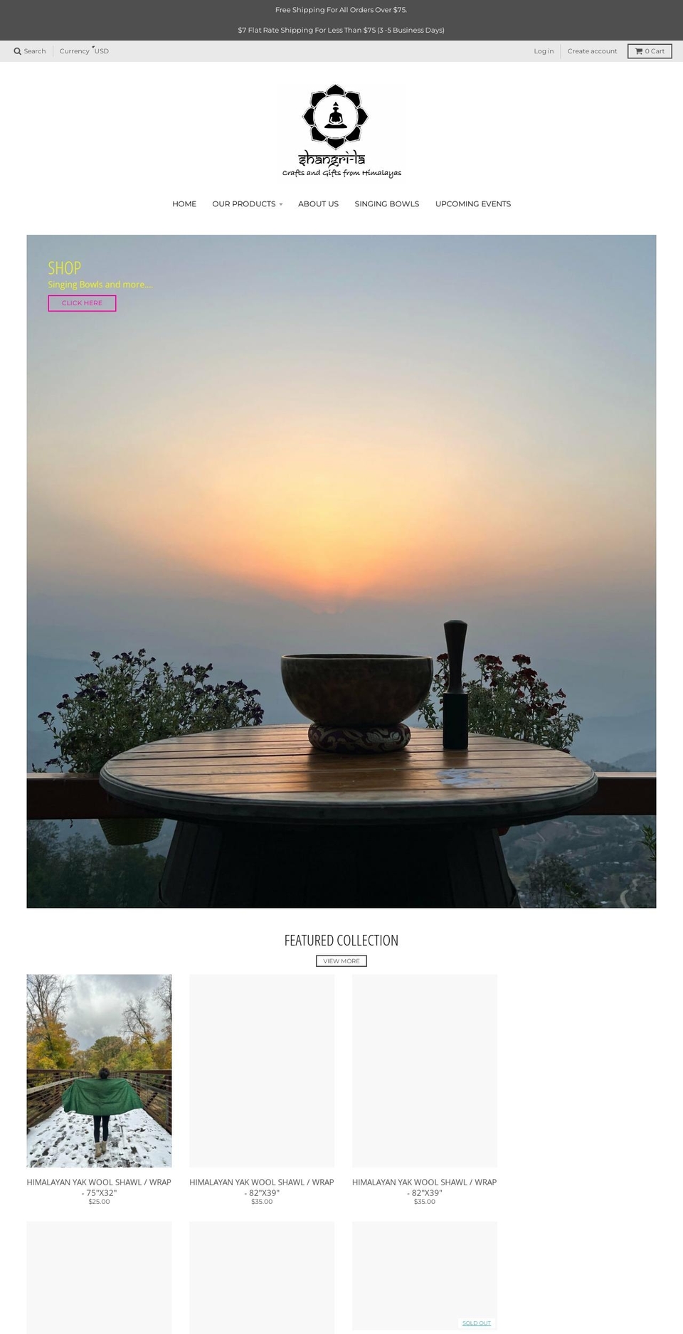 tibetan-singingbowl.com — Shopify storefront screenshot