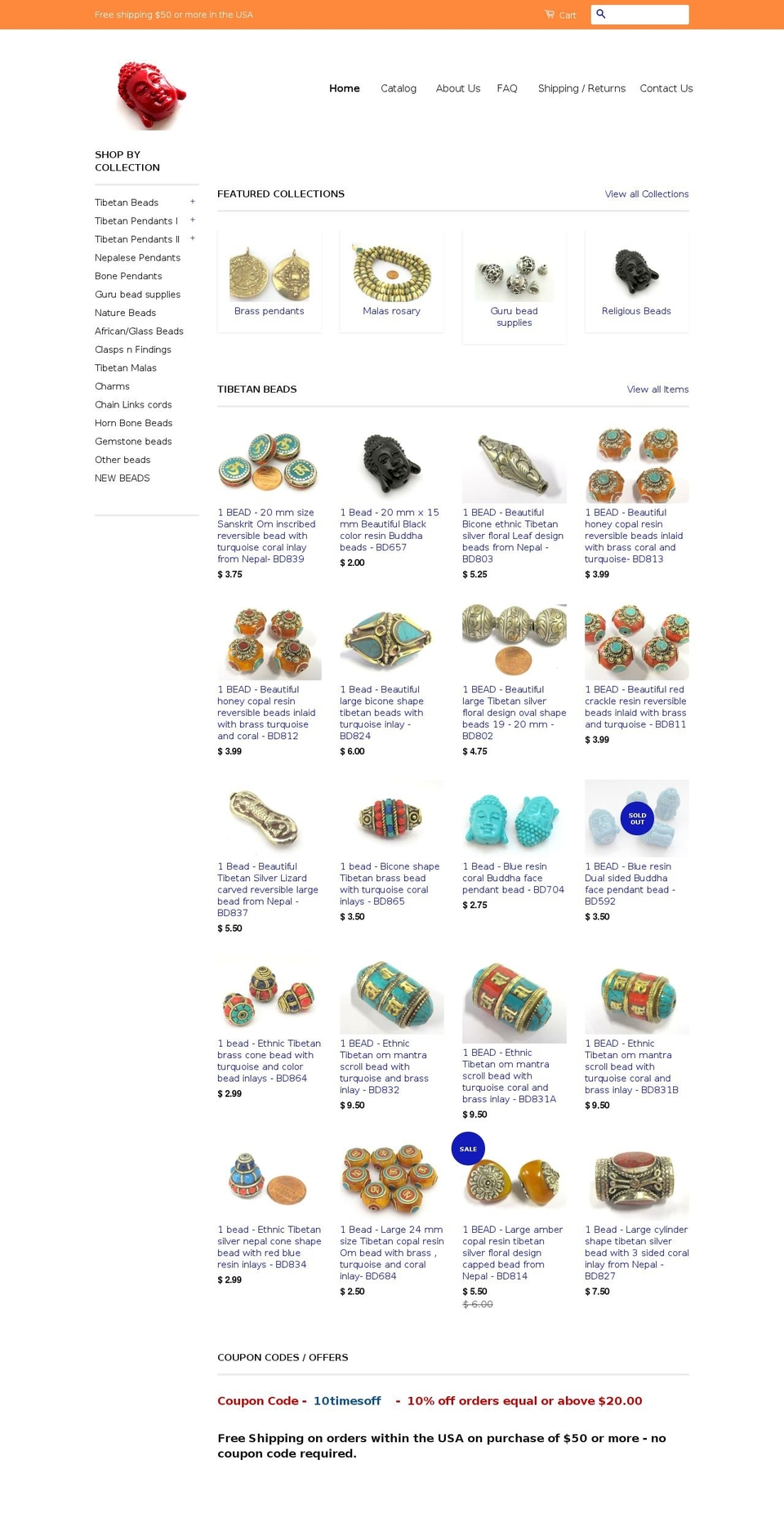 tibetanbeadmart.com shopify website screenshot