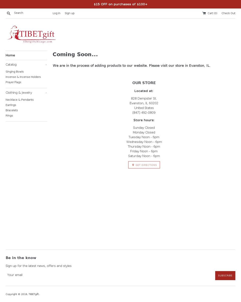 tibetgiftchicago.com shopify website screenshot