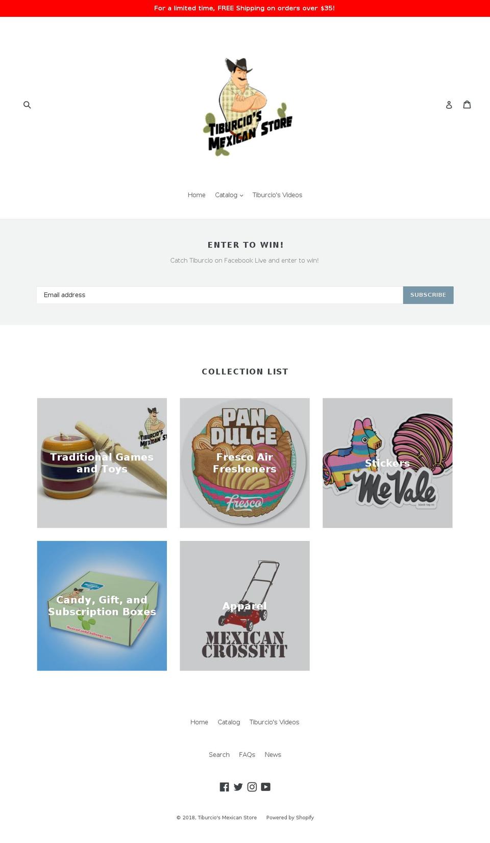 tiburciosmexicanstore.com shopify website screenshot