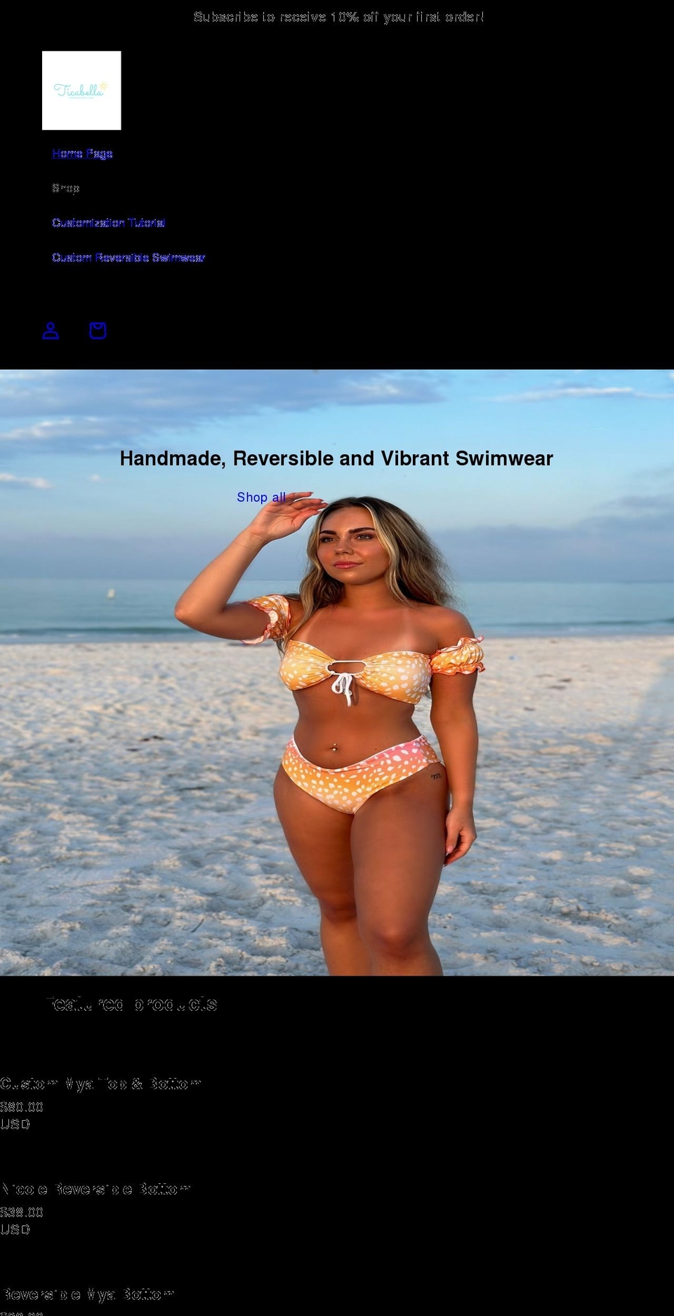 ticabella.com shopify website screenshot
