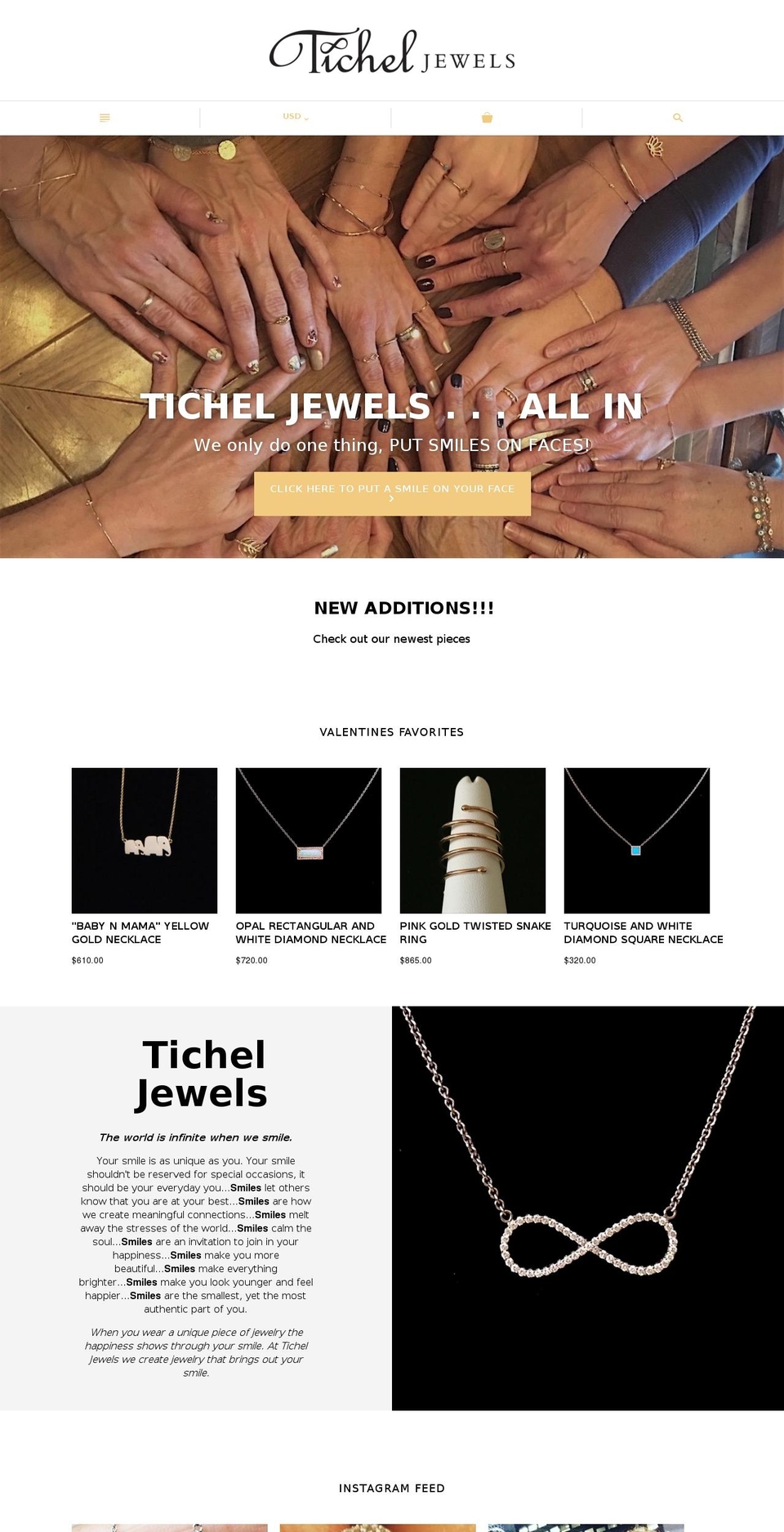 ticheljewels.com shopify website screenshot