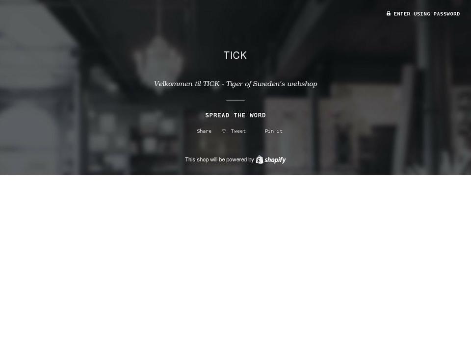 tick-tiger-of-sweden.myshopify.com shopify website screenshot