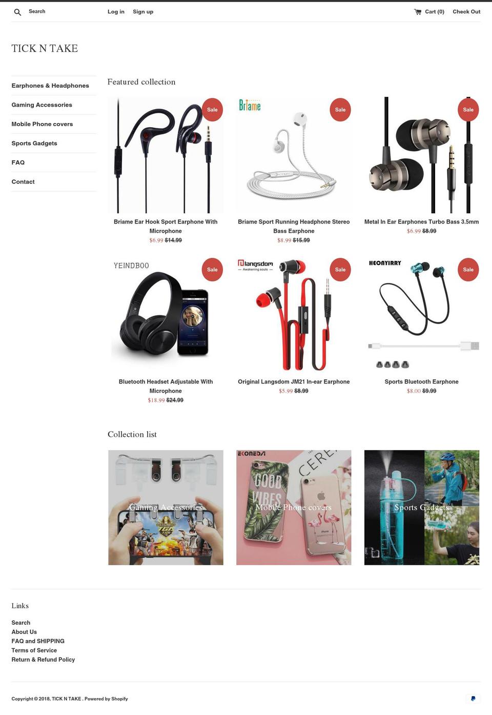 tickandtake.com — Shopify storefront screenshot