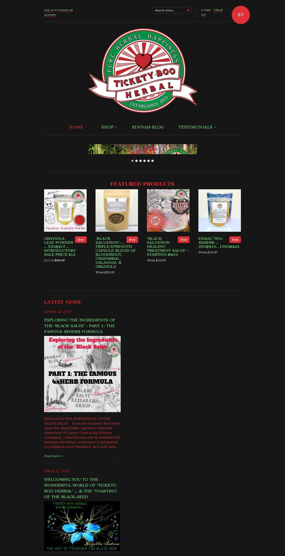 ticketybooherbal.com shopify website screenshot