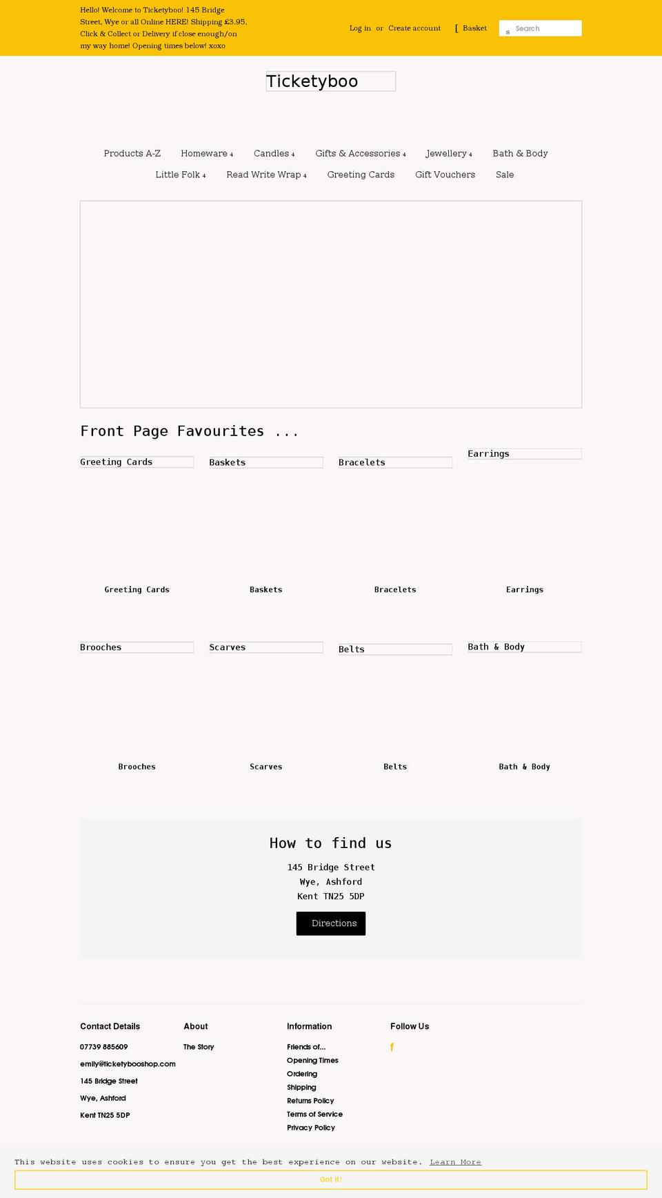 ticketybooshop.com shopify website screenshot