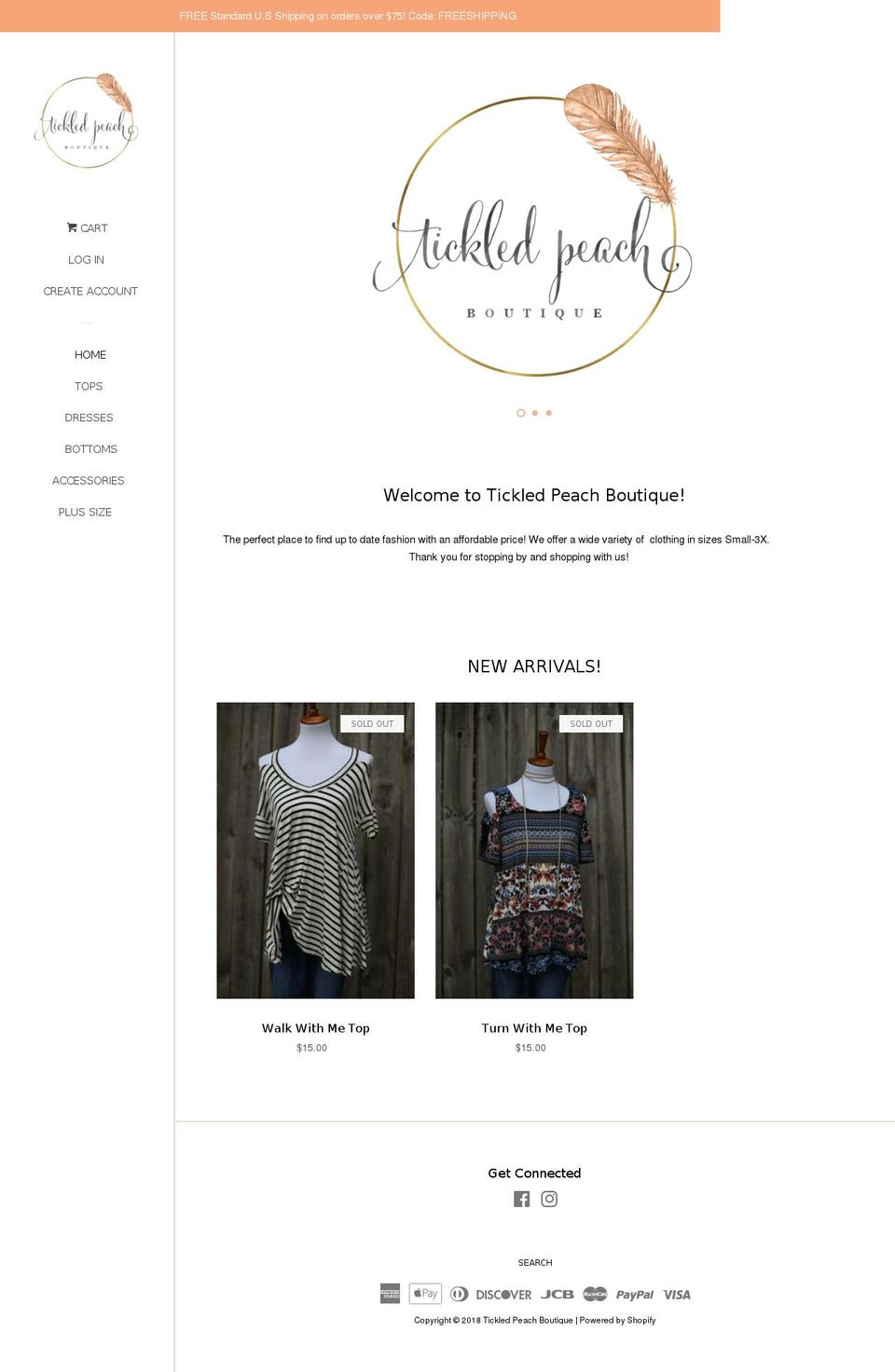 website Shopify theme site example tickledpeachboutique.com