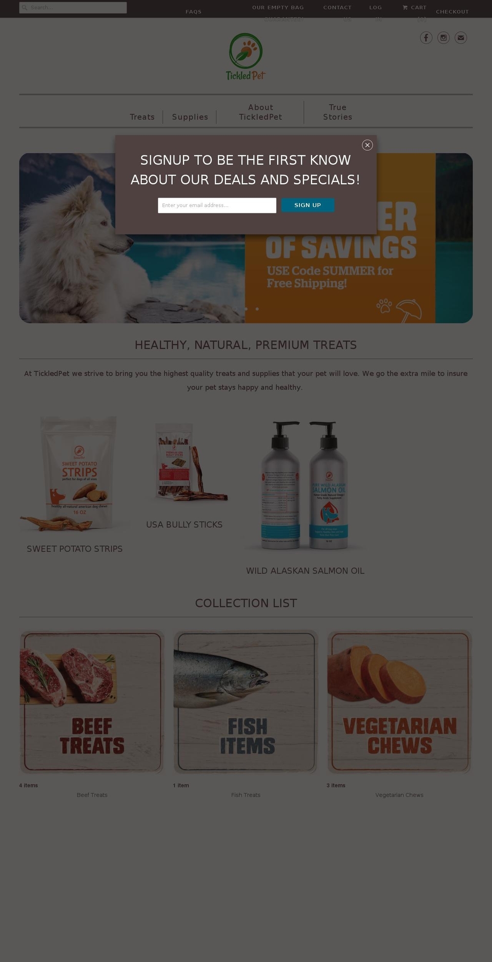 tickledpet.com shopify website screenshot