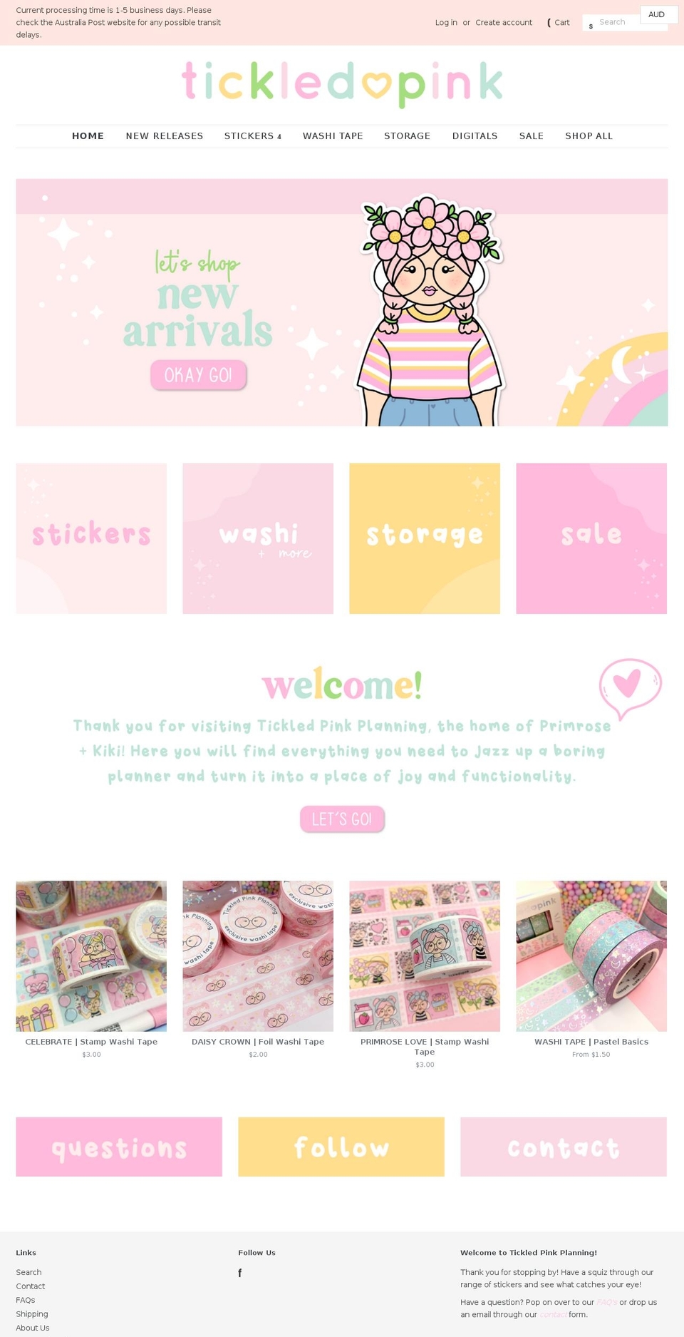 tickledpinkplanning.com shopify website screenshot