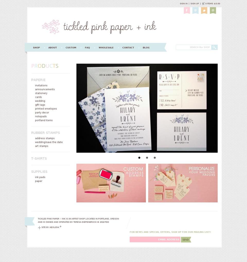 sourdough Shopify theme site example tickledpinkrubberstamps.com